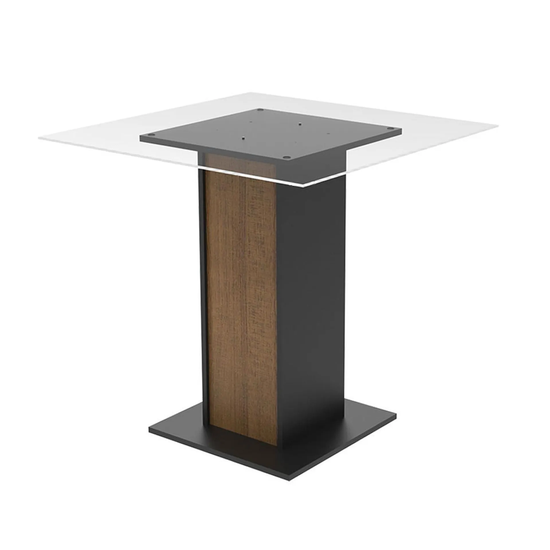 Mesa de comedor Eduardo B 80 cm con cristal - Negro