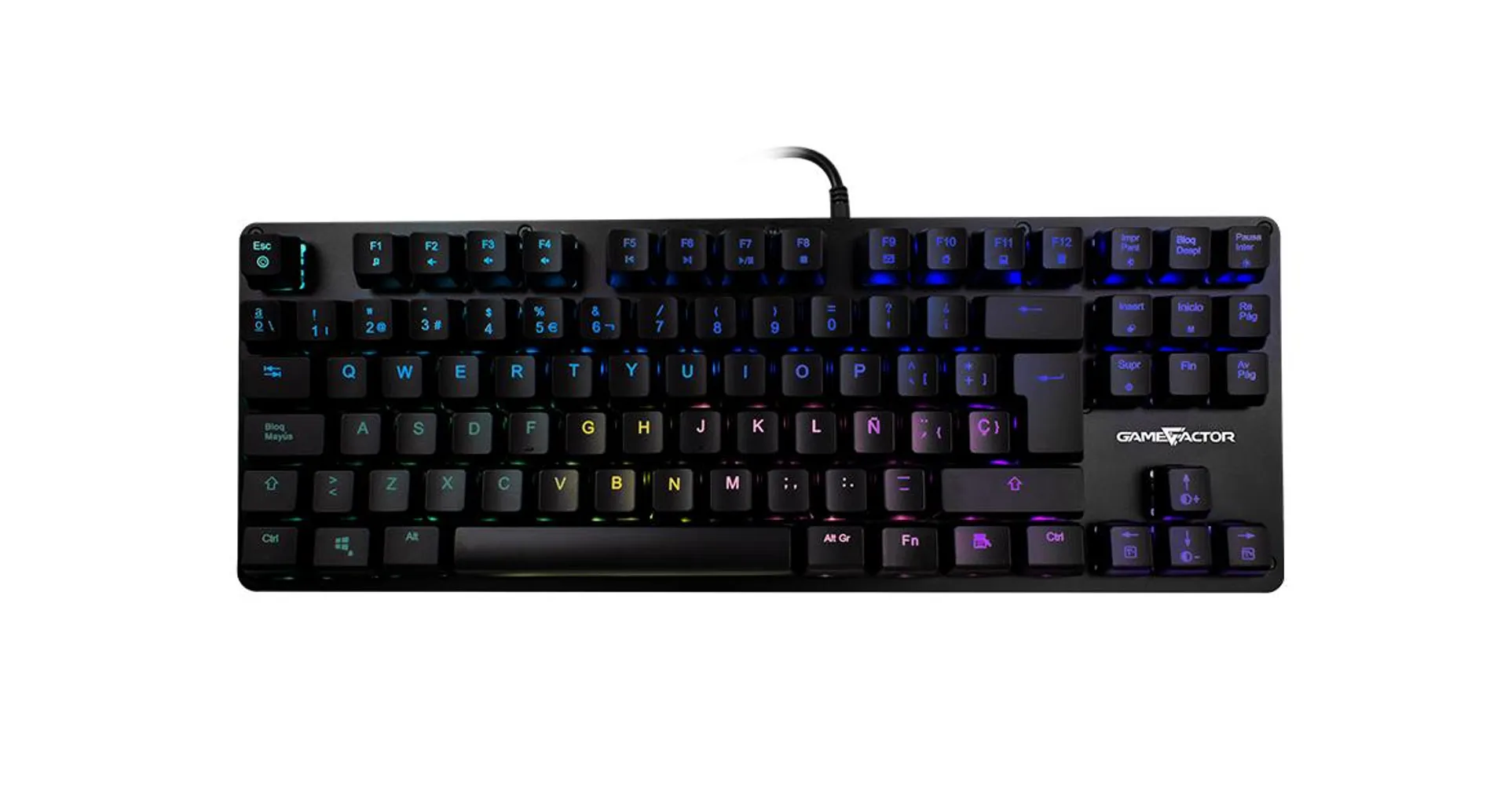 Teclado Mecanico Gamer Tkl Gamefactor Kbg500 Rgb Tenkeyless Azul