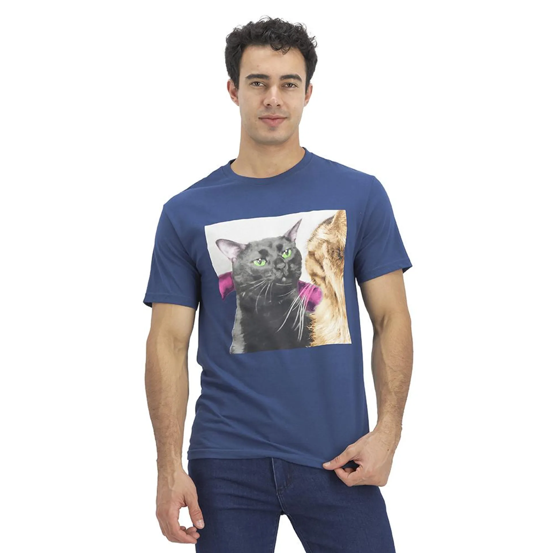 Playera Hummo Hombre Estampado Gatos