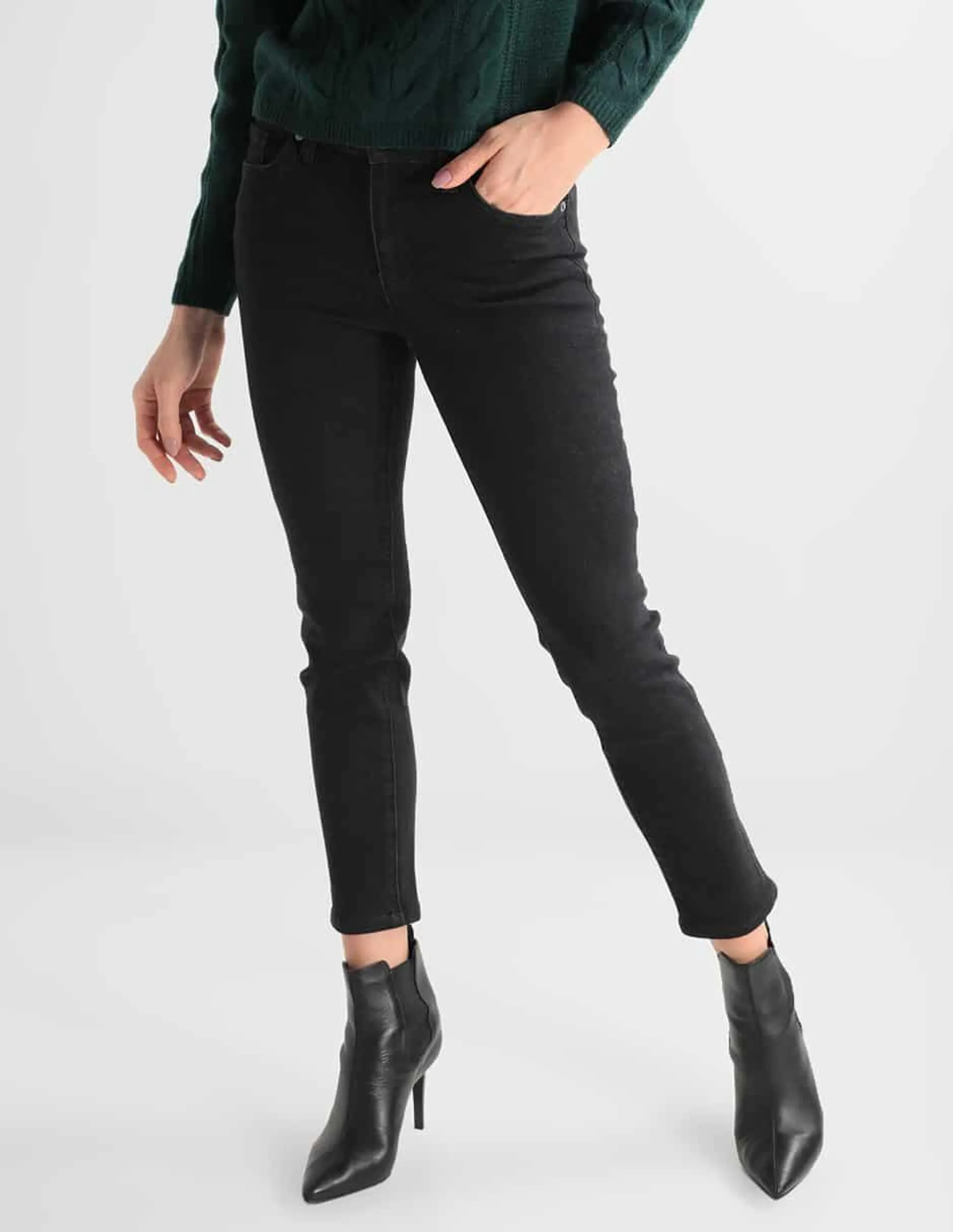 Jeans petite skinny corte cintura para mujer