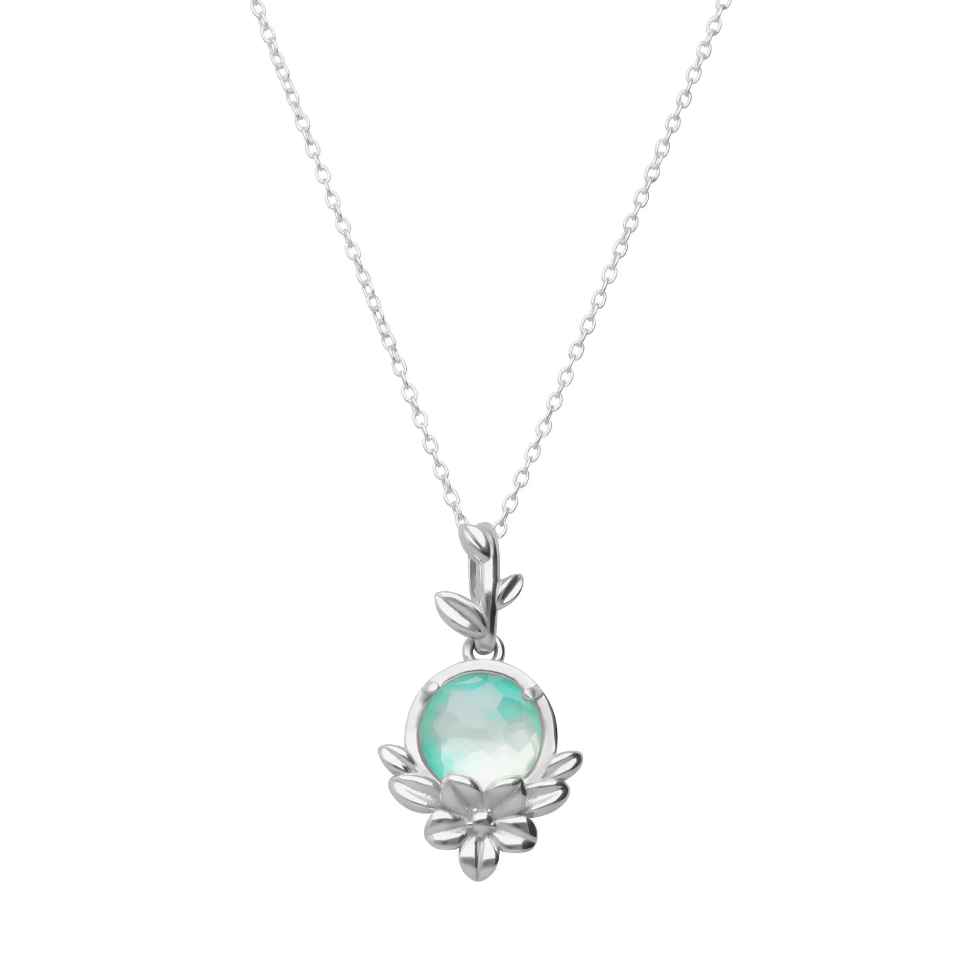 Dije Mensaje Amor Flor Con Madreperla Verde