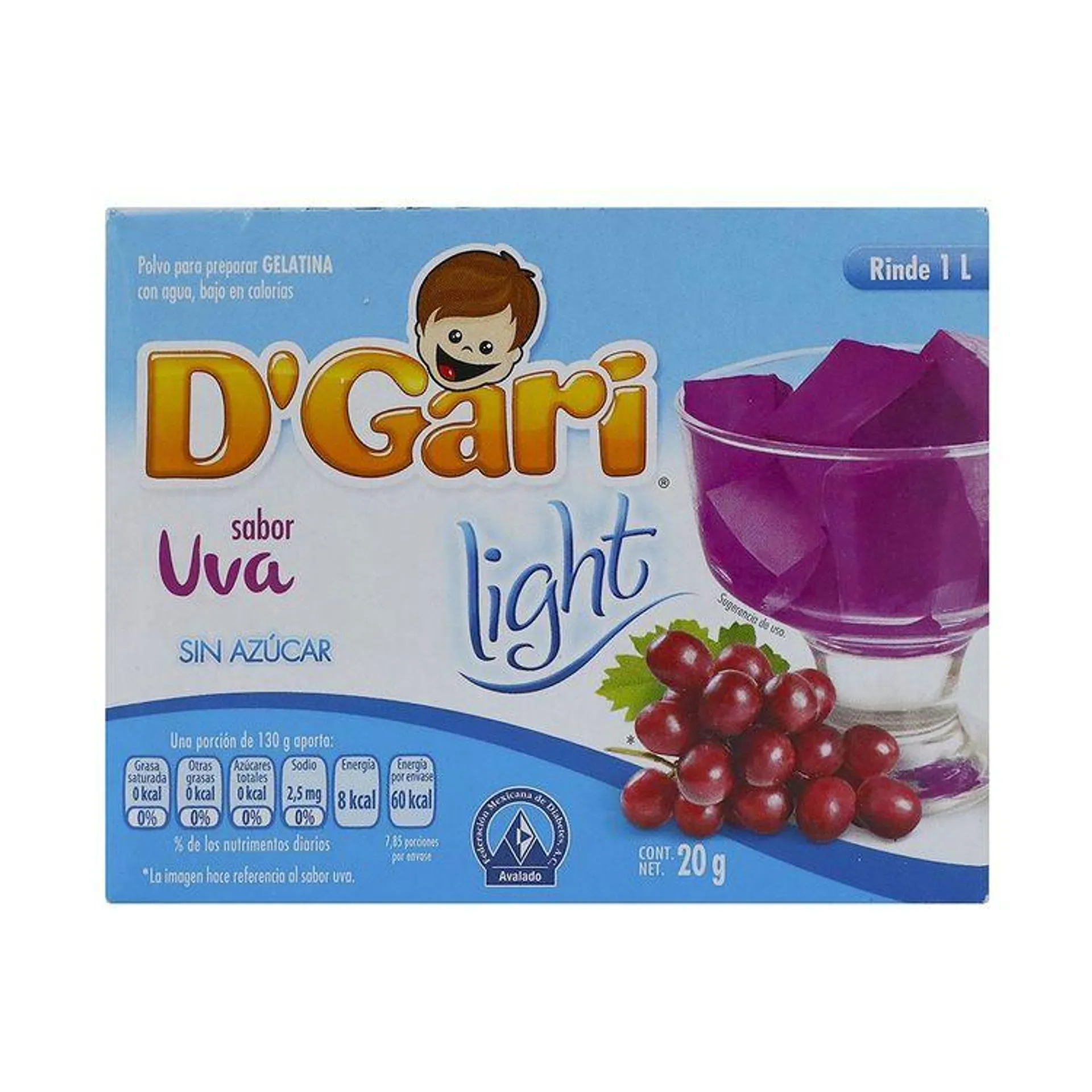 Gelatina D Gari Ligth Uva 20grs - D Gari - 1 pieza