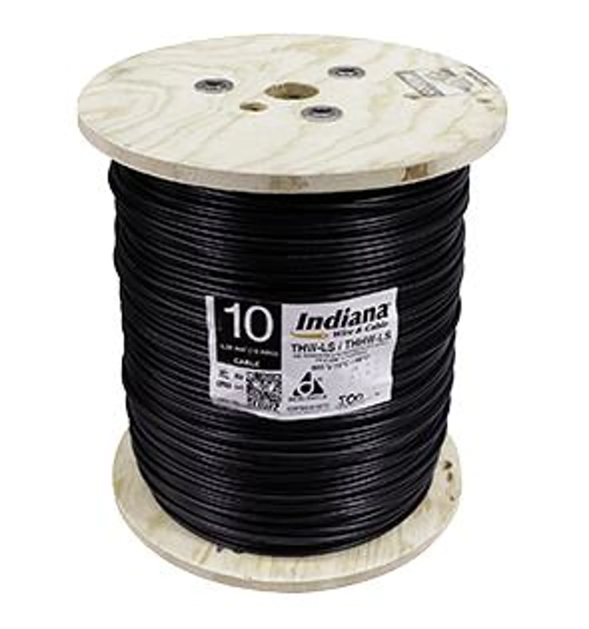 Cable de cobre 10 AWG negro, tipo THW-LS/THHW-LS 600V 75°C/90°C Deslizable, Antiflama, 1 m, INDIANA SLLU12