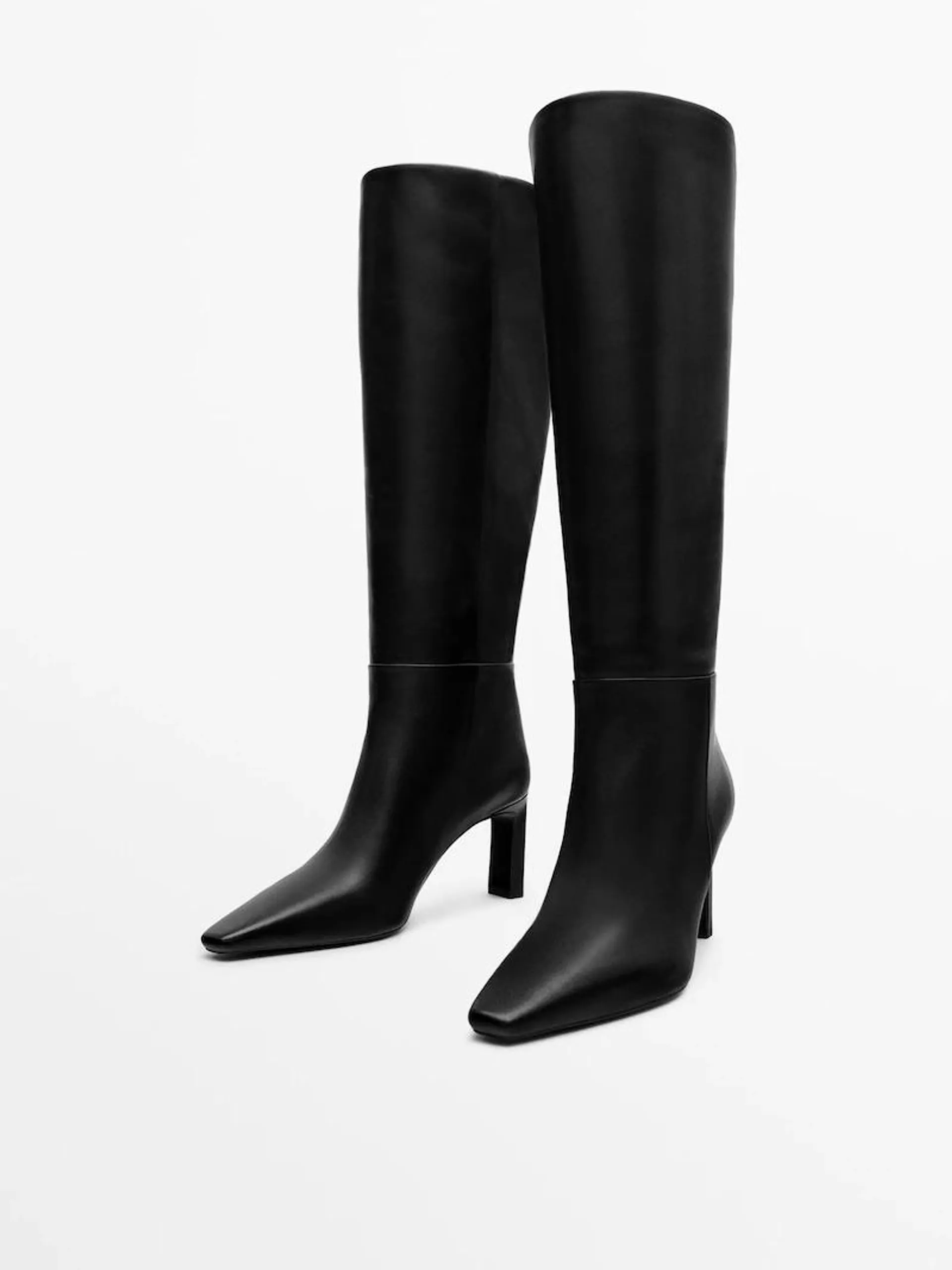 Bota piel tacón cuadrado