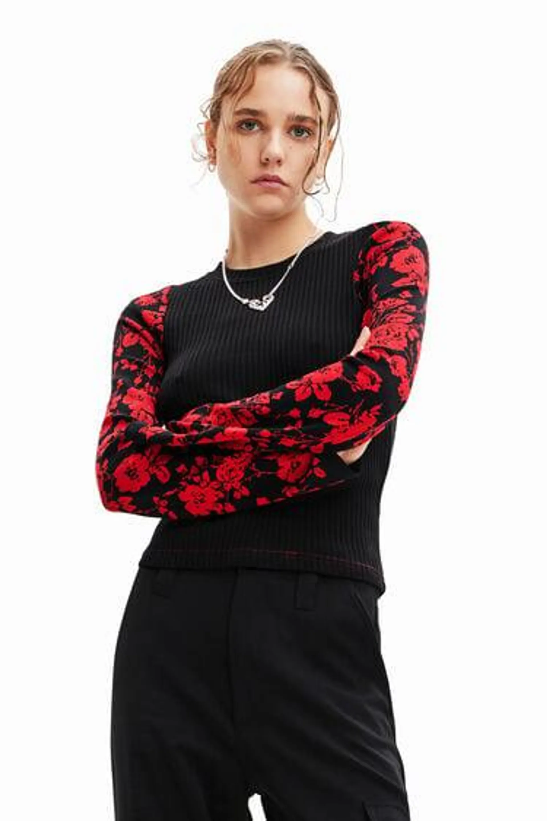 Camiseta jacquard flores
