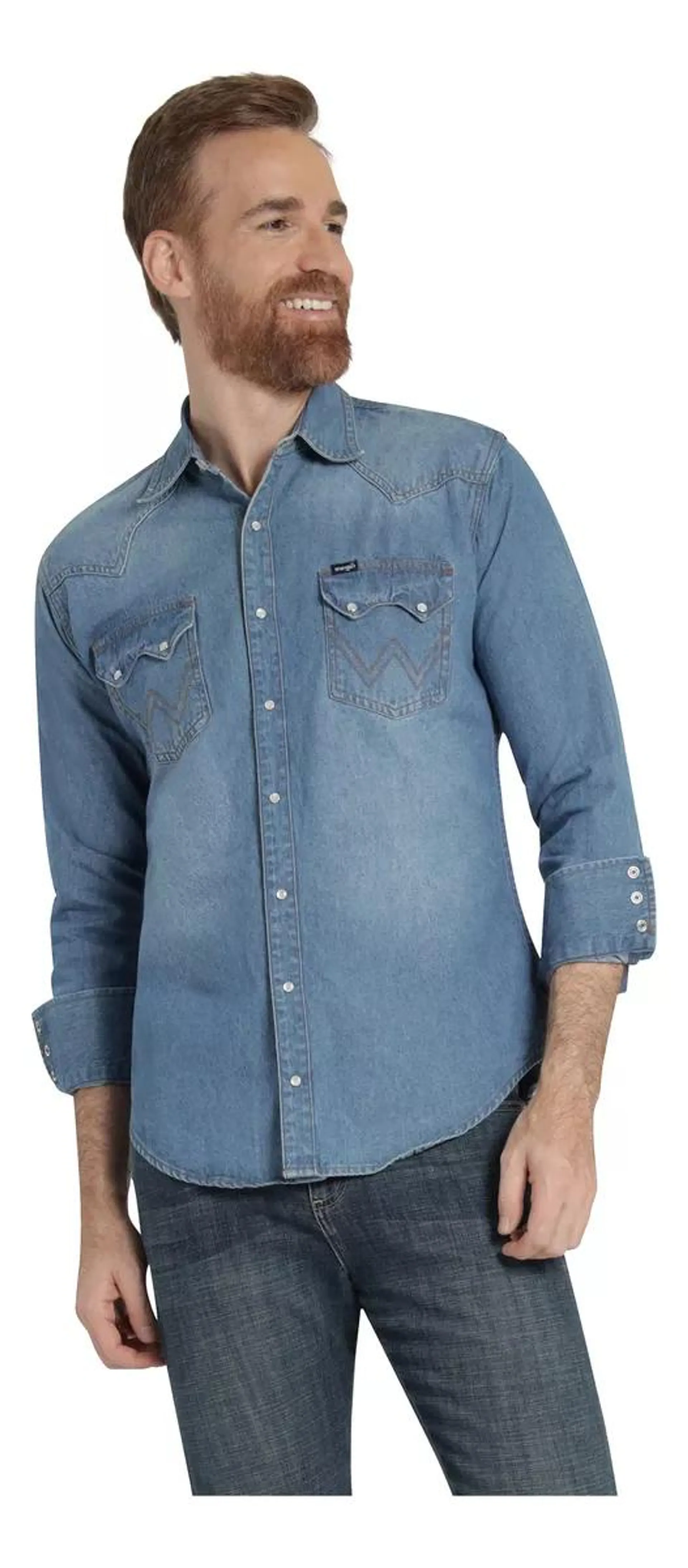 Camisa Vaquera Hombre Wrangler Regular Fit Manga Larga 377