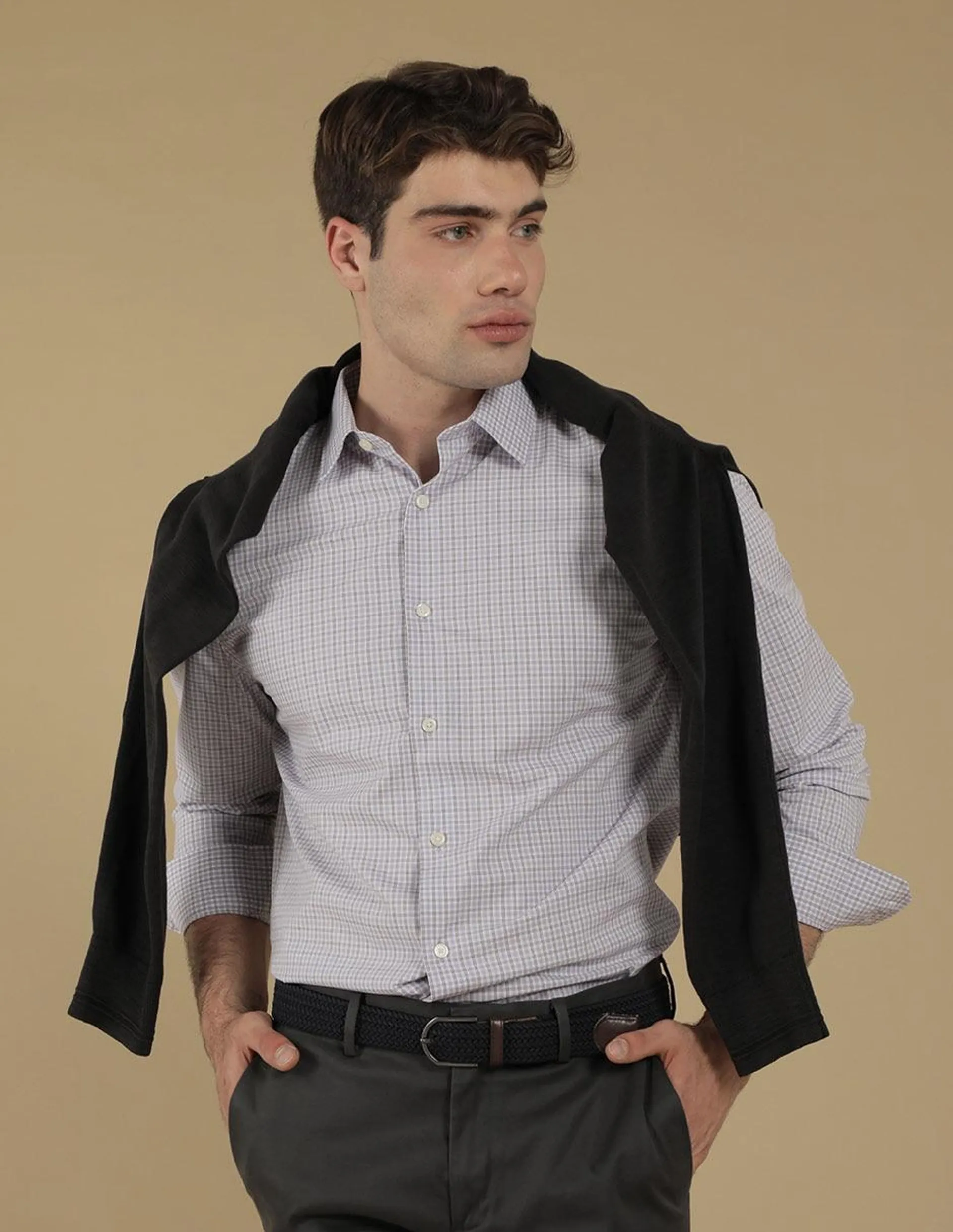 Camisa Business casual de algodón manfa larga para hombre