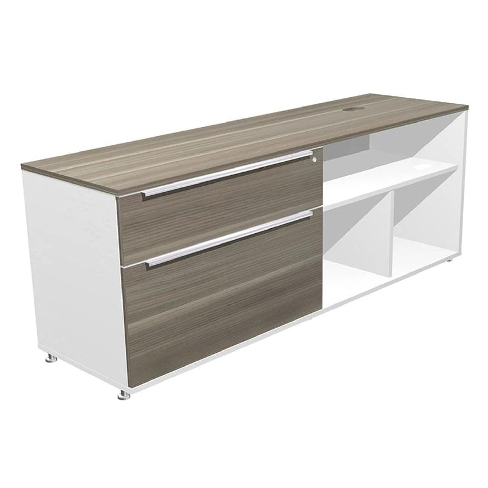 Credenza Baja Vista Izq Con 2 Cajones Ceniza Con Blanco G15Cre16461P1A1Ei