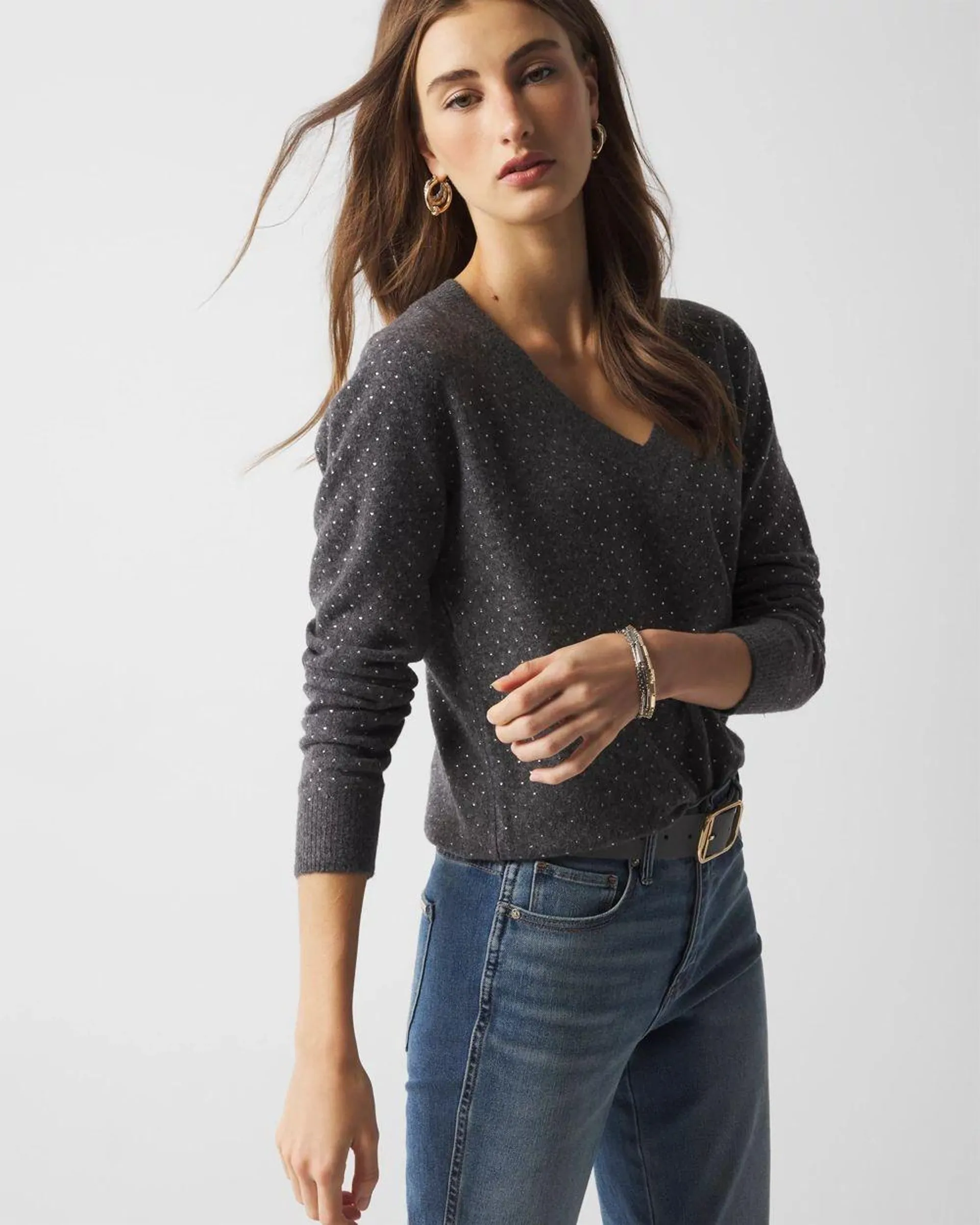 Embellished V-Neck Sweater