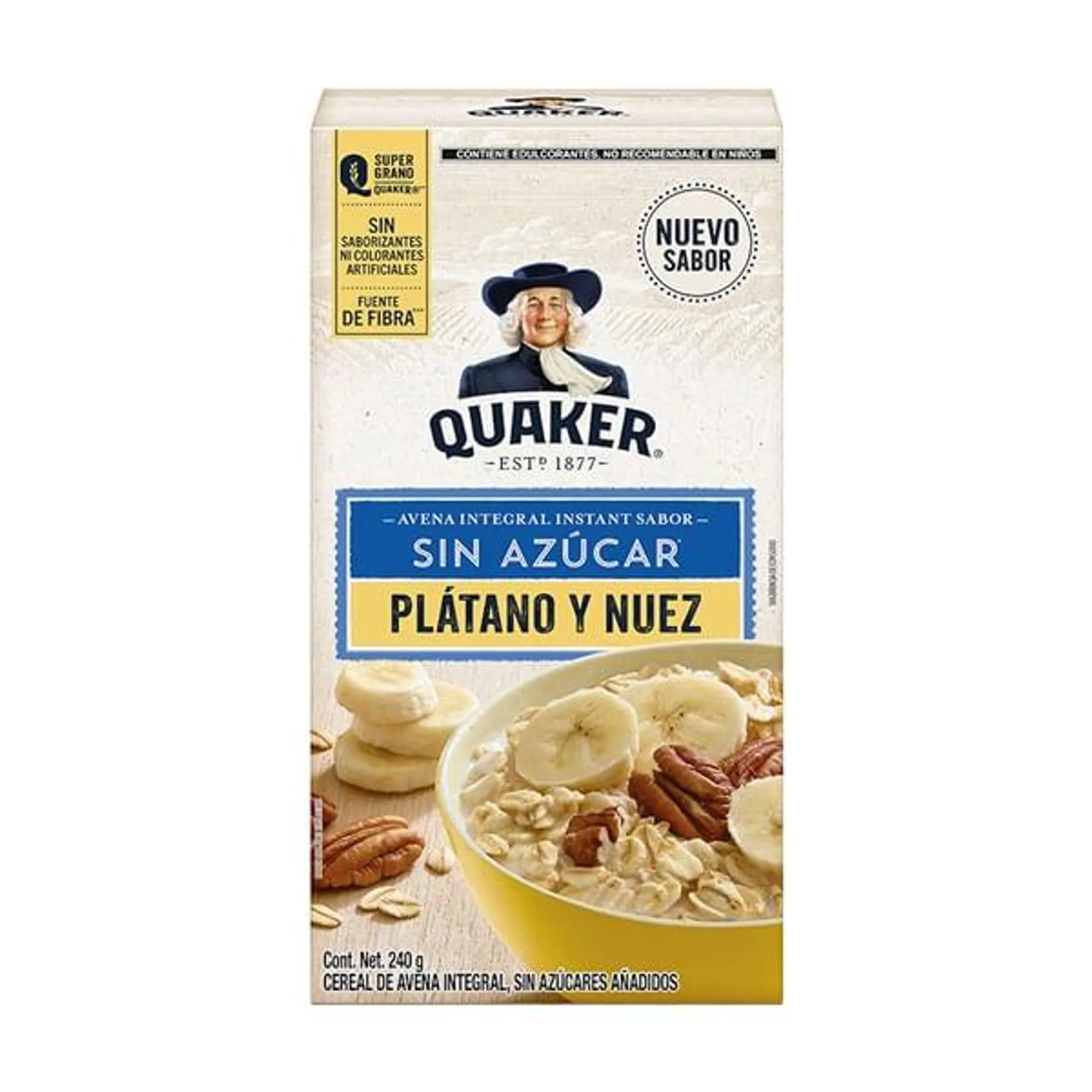 Cereal Quaker plátano-nuez sin azúcar 240 g