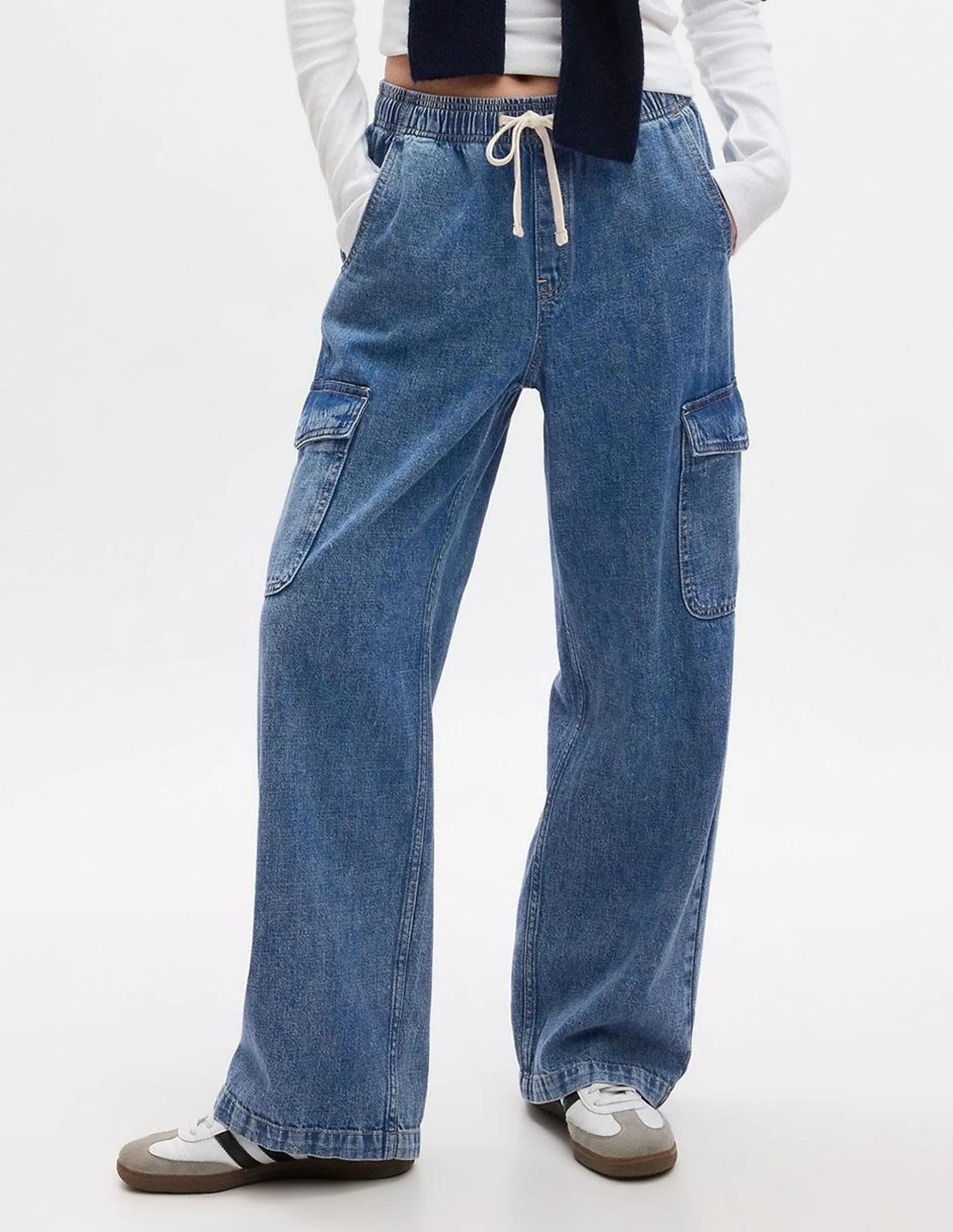 Jeans wide leg corte cintura para mujer