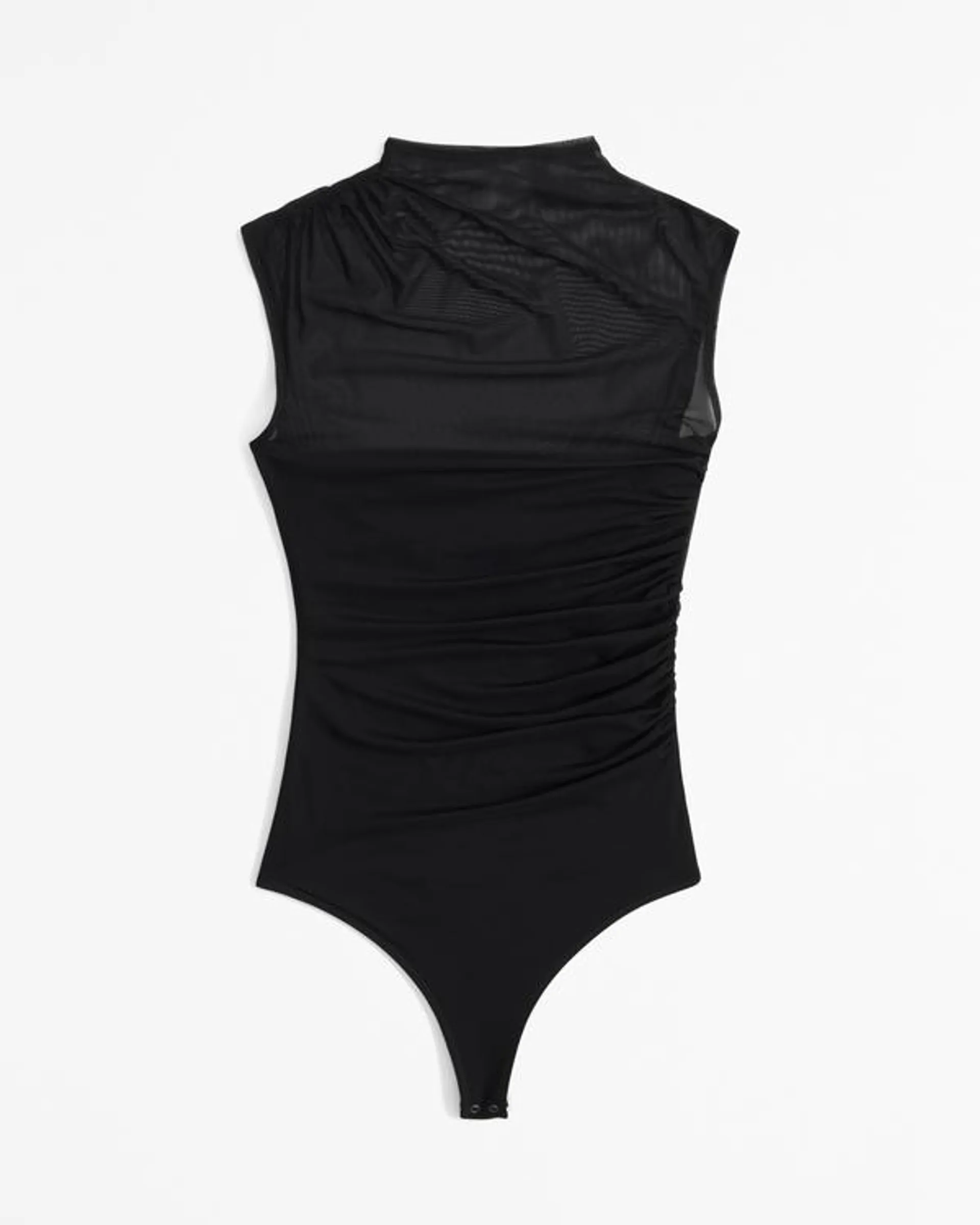 Draped Mesh Mockneck Bodysuit