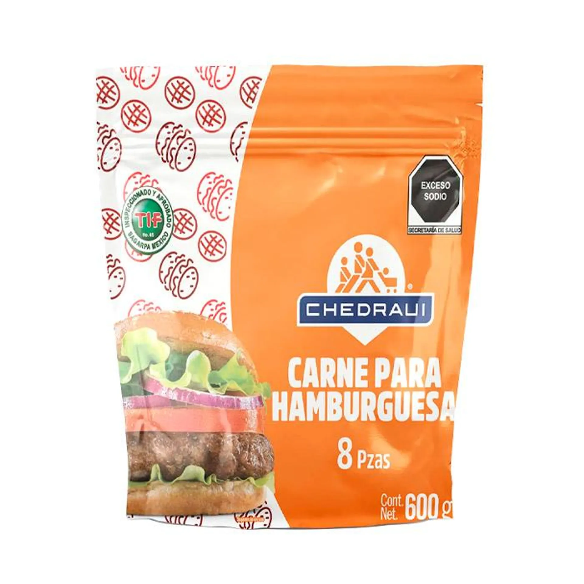 HAMBURGUESA DE RES CHEDRAUI PZ 600 g