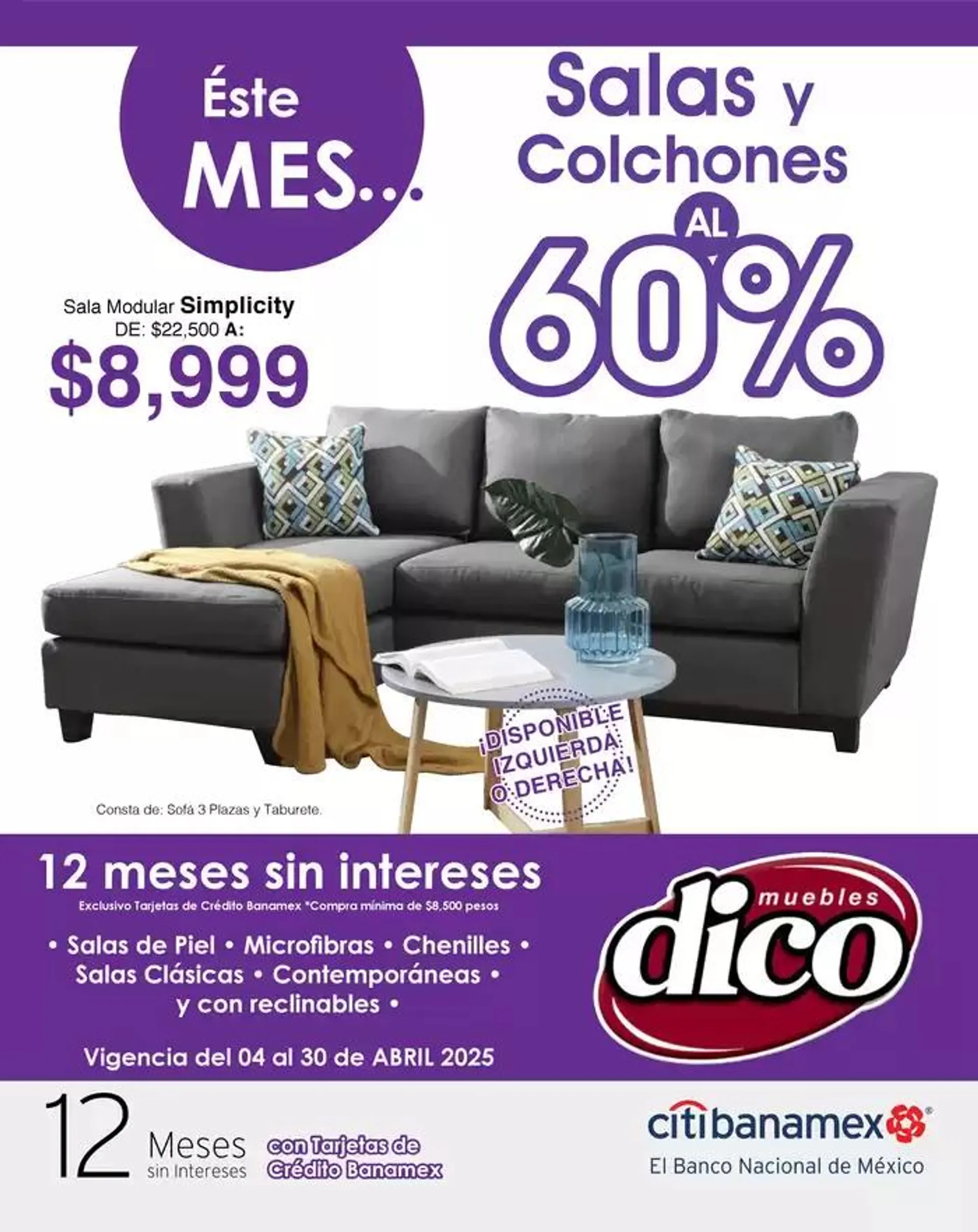 Catálogo de Muebles Dico Salas Y Colchones Al 60 Centro 2025 4 de abril al 30 de abril 2025 - Pagina 1
