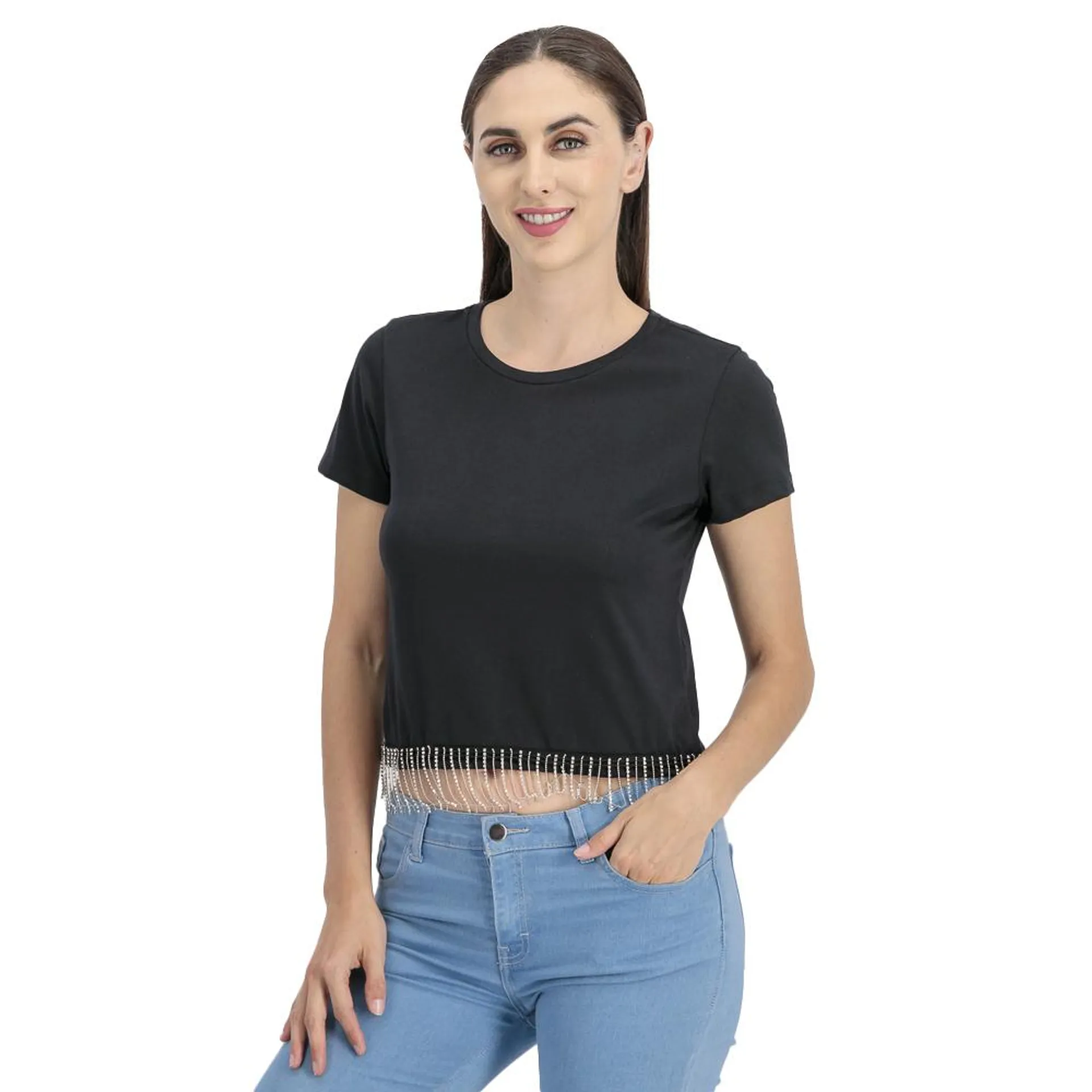 Blusa Mujer Con Aplicación De Piedras