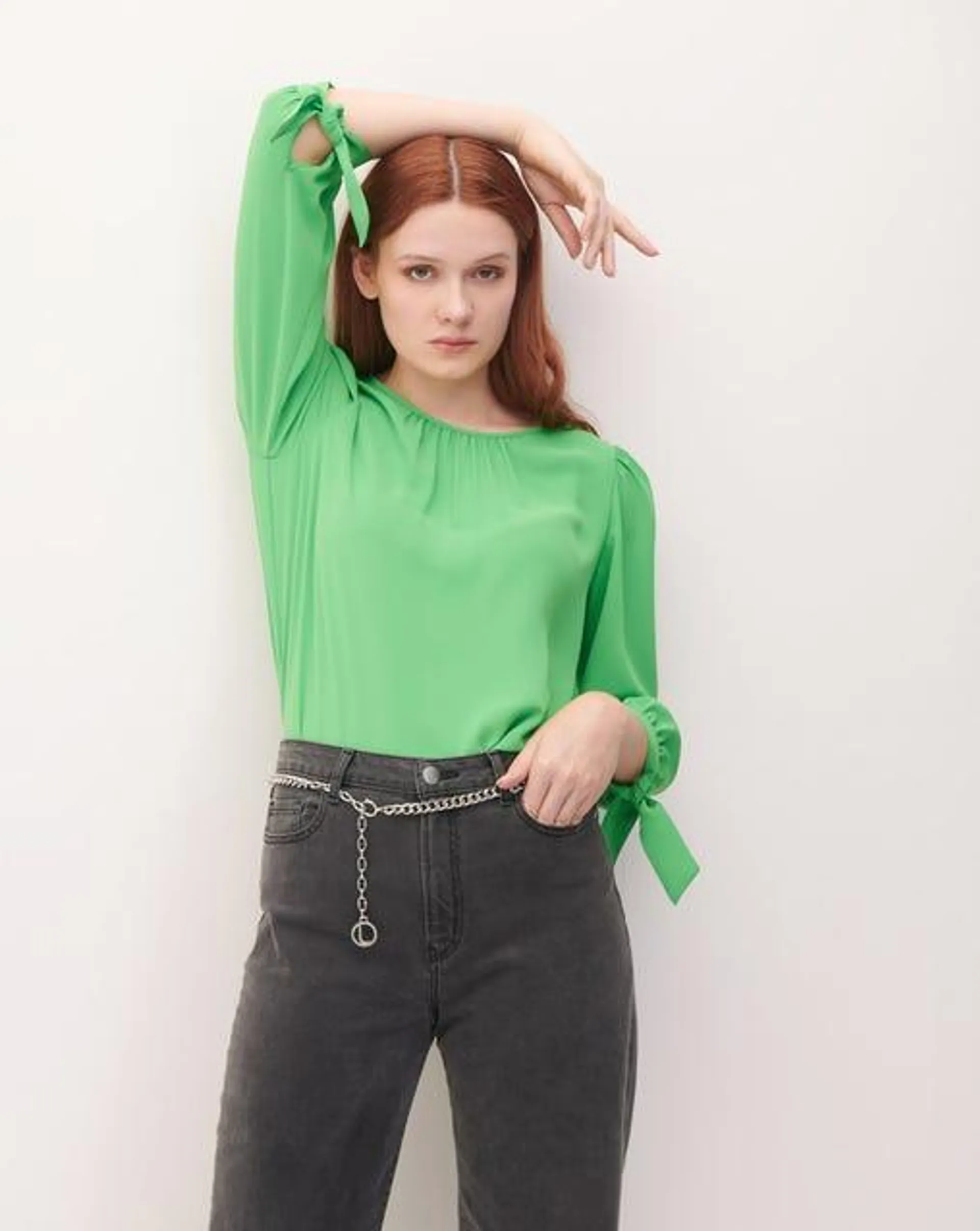 Blusa Verde Escote Redondo