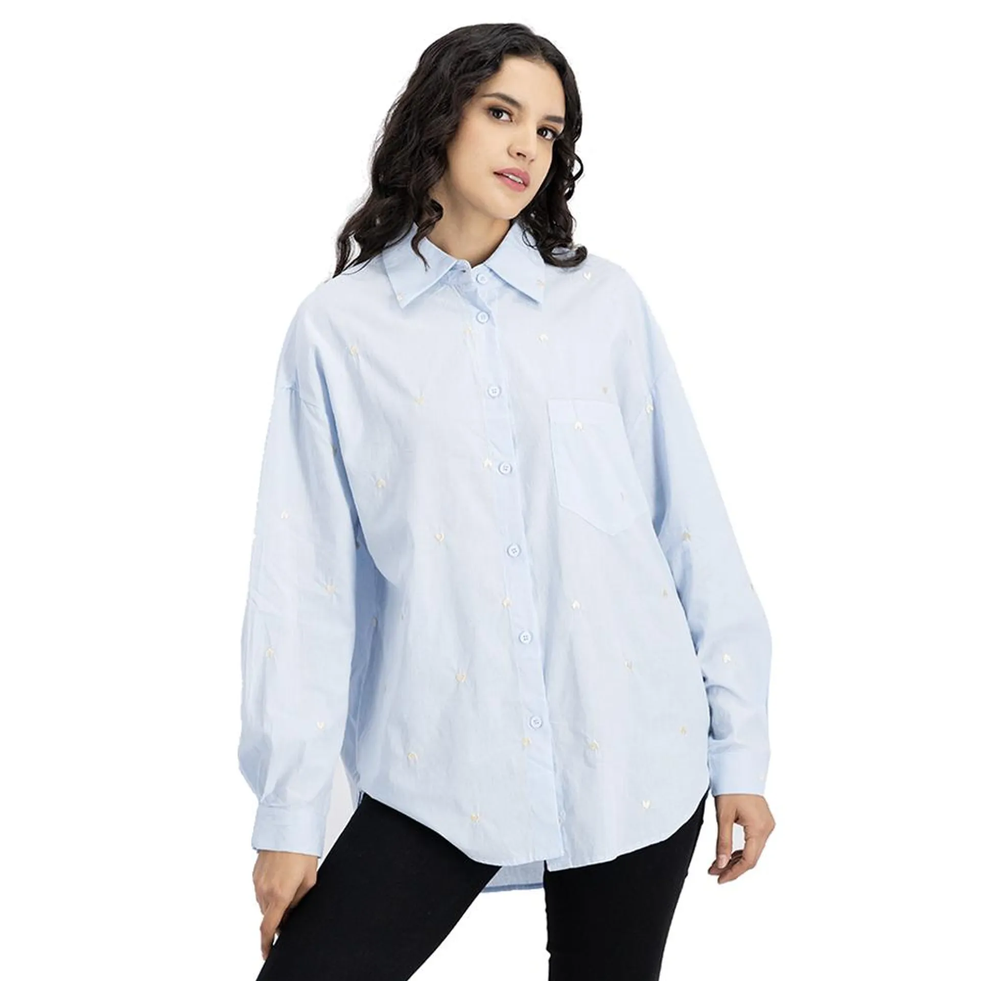 Camisa Oversize Mujer Botones Al Tono