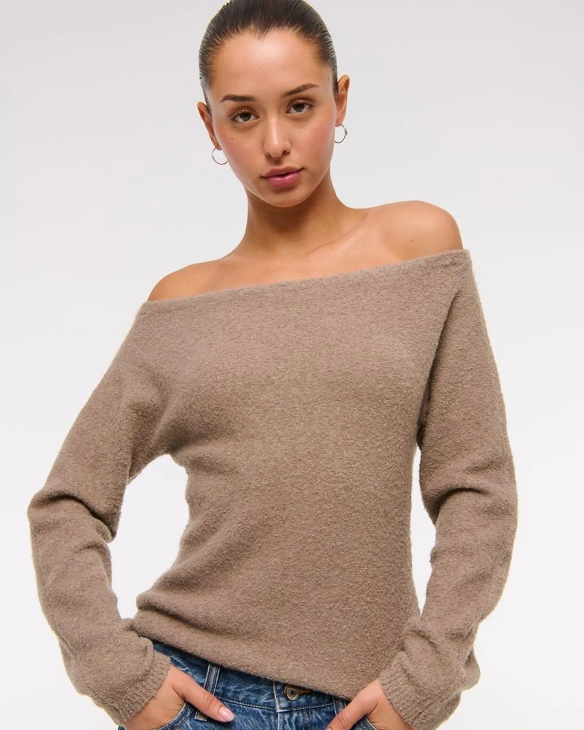 Boucle Off-The-Shoulder Sweater