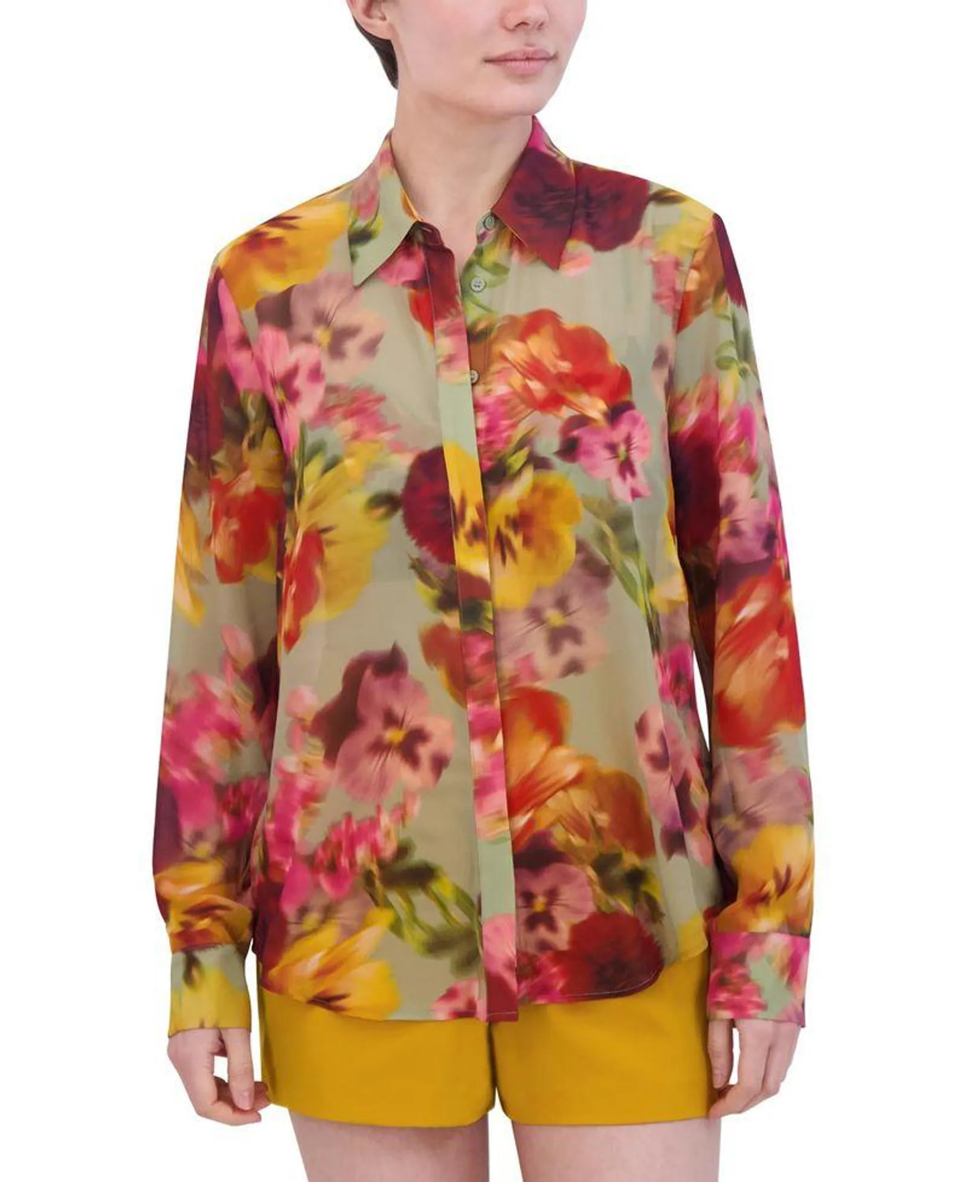 BLUSA CAMISERA CHIFFON ESTAMPADO FLORAL