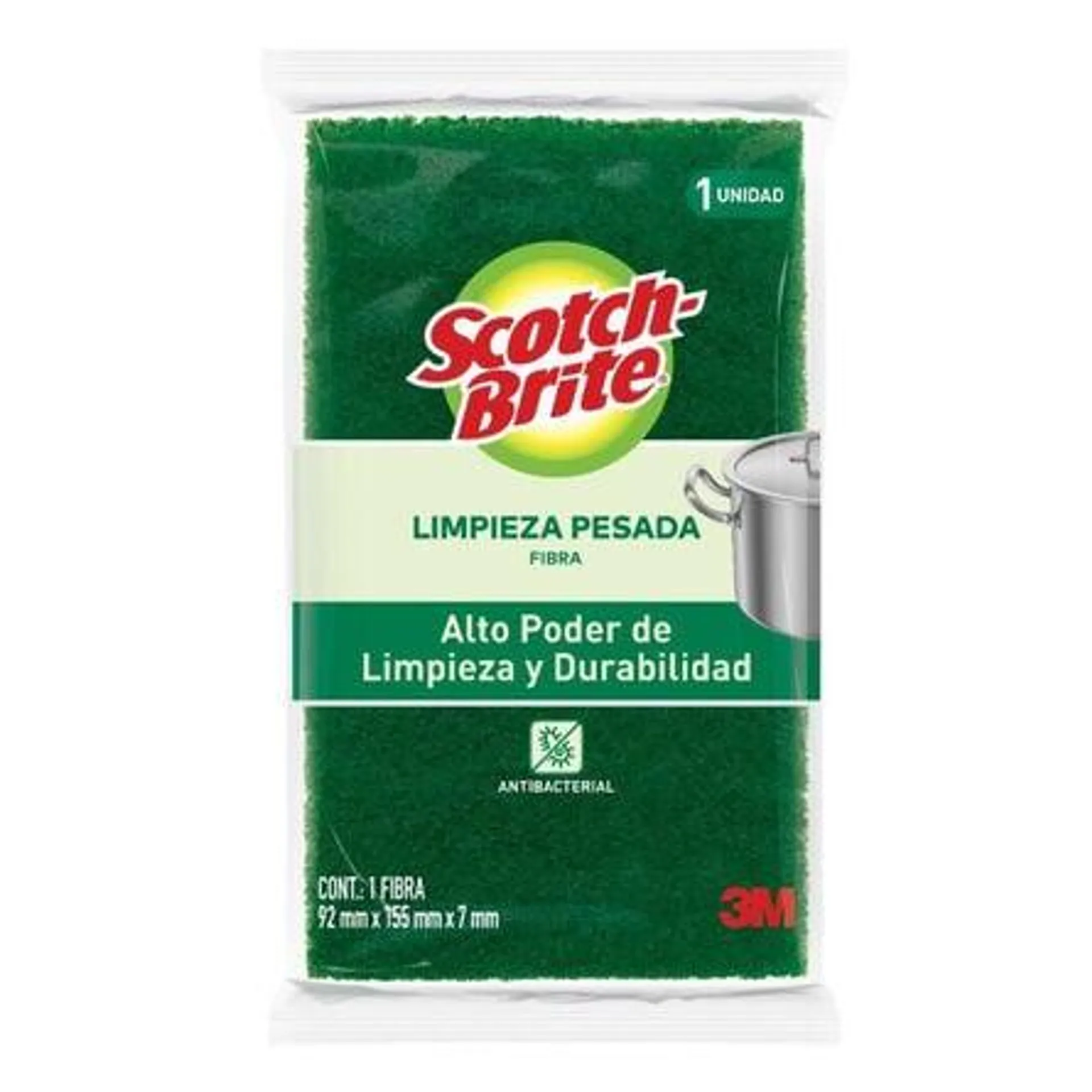 Fibra Verde Scotch-Brite Limpieza Pesada Chica 1 pieza