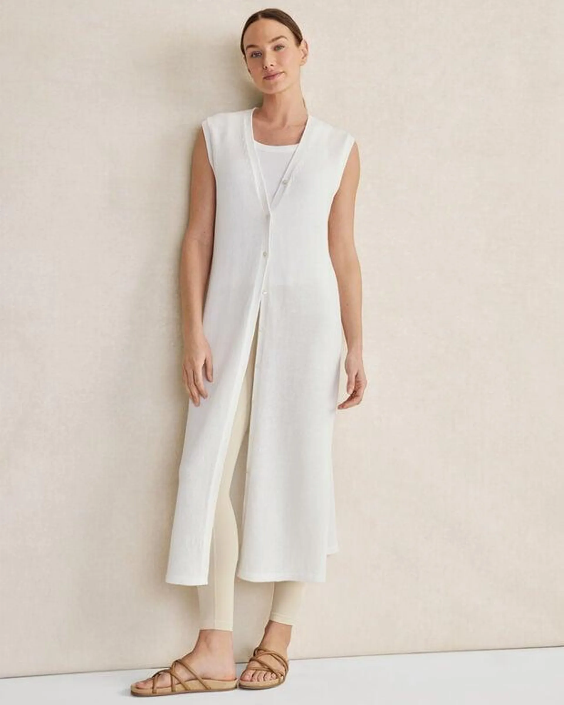 Organic Cotton Linen Sleeveless Duster