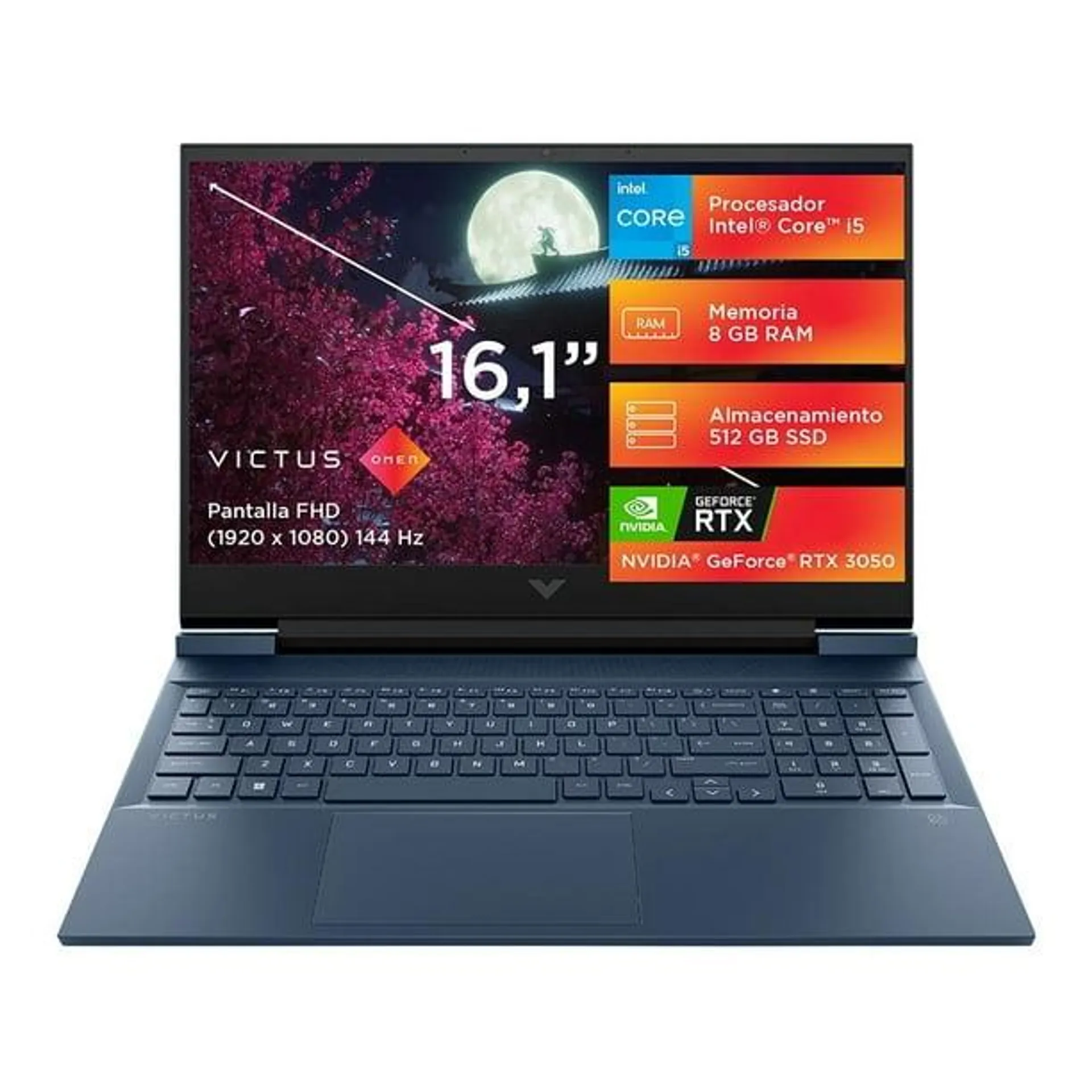 Laptop Gamer HP Victus 16-d0537la Intel Core i5 NVIDIA Geforce RTX 3050 8GB RAM 512GB SSD Azul