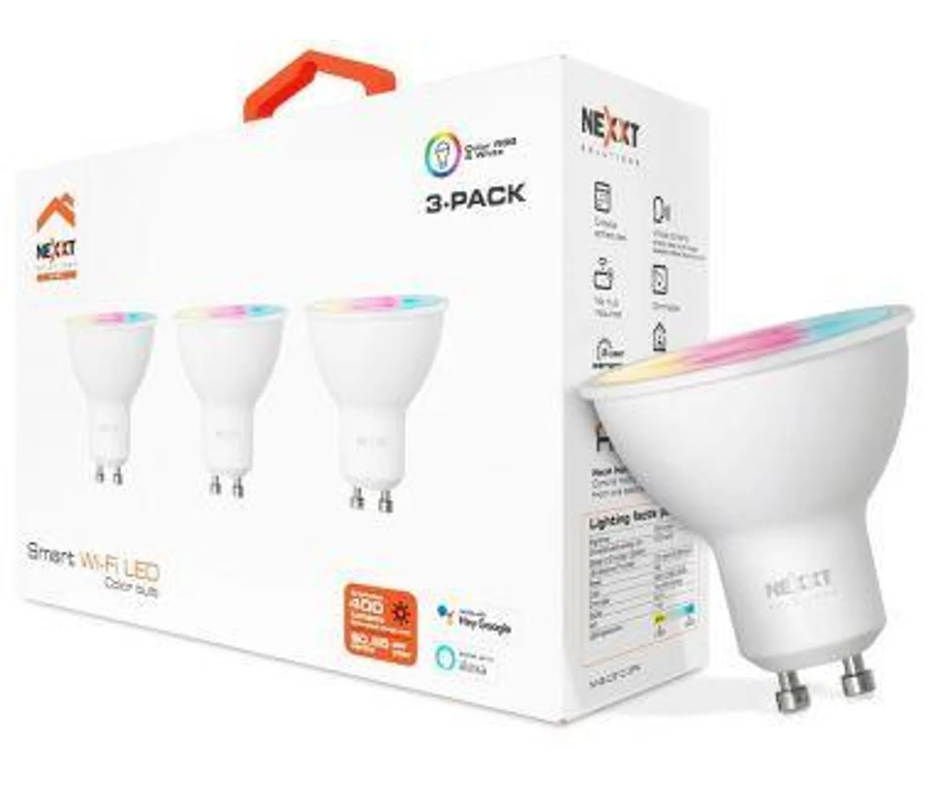 Bombillas Inteligentes Nexxt NHB-C310 3PK - Plástico - 400 Lúmenes - LED - Wi-Fi - 4 Watts - 3 Piezas