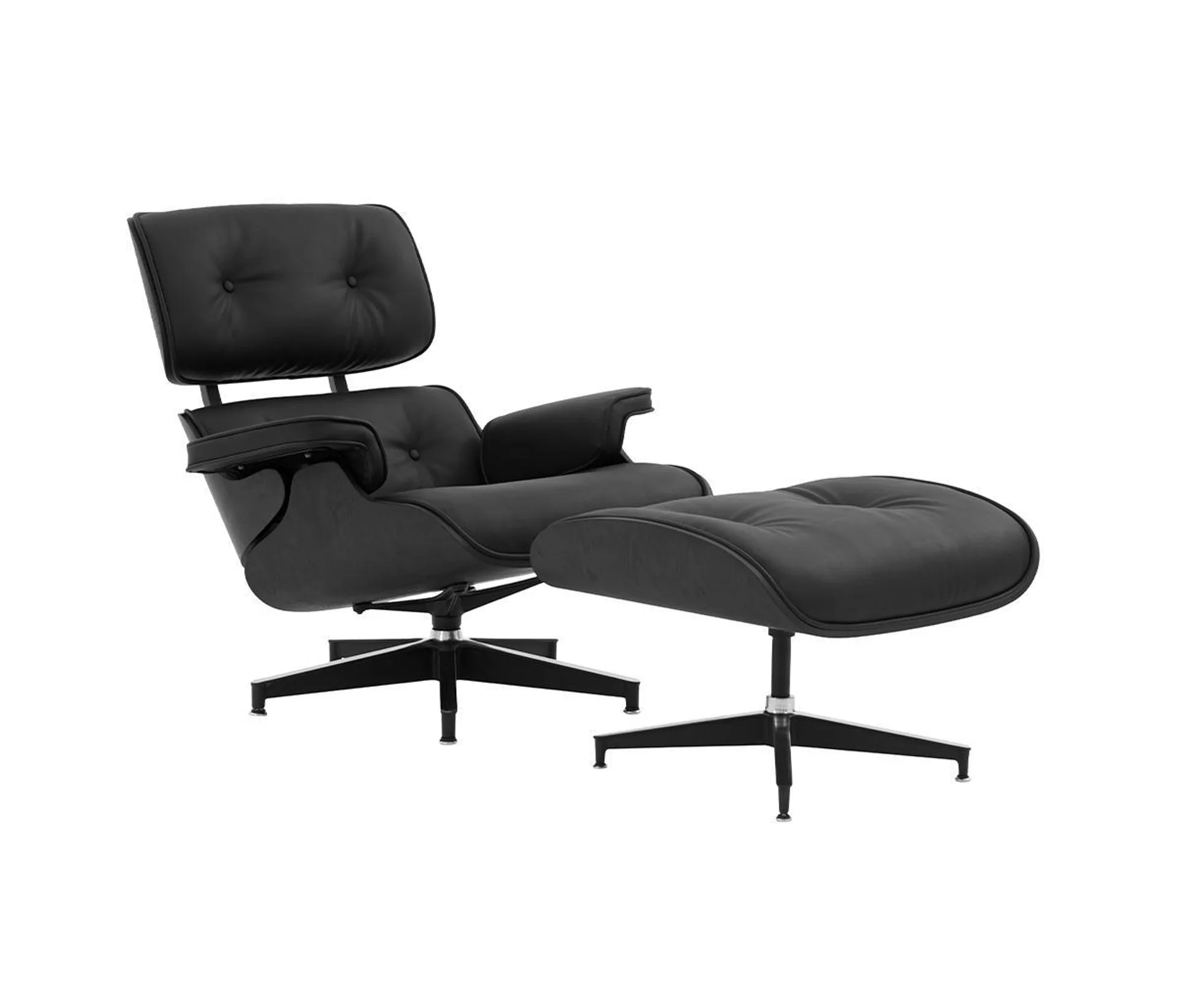 Silla réplica Eames Lounge Ottoman negro - Negro