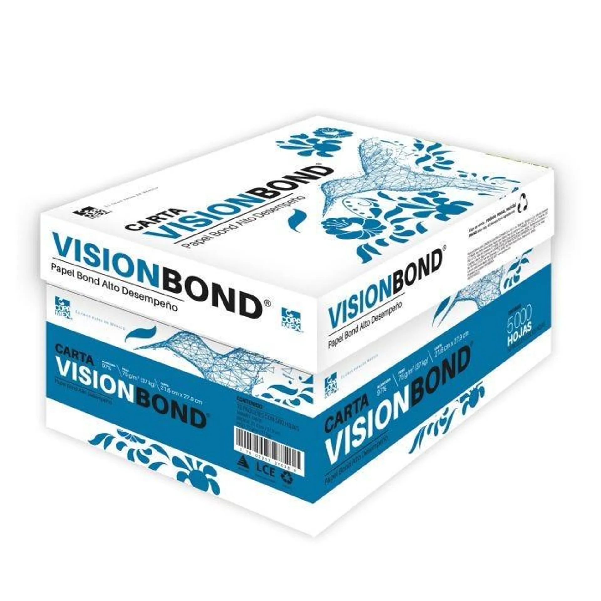 Bond Blanco Vision 21.5 X 28 Carta 75 Gms. Bco.97%