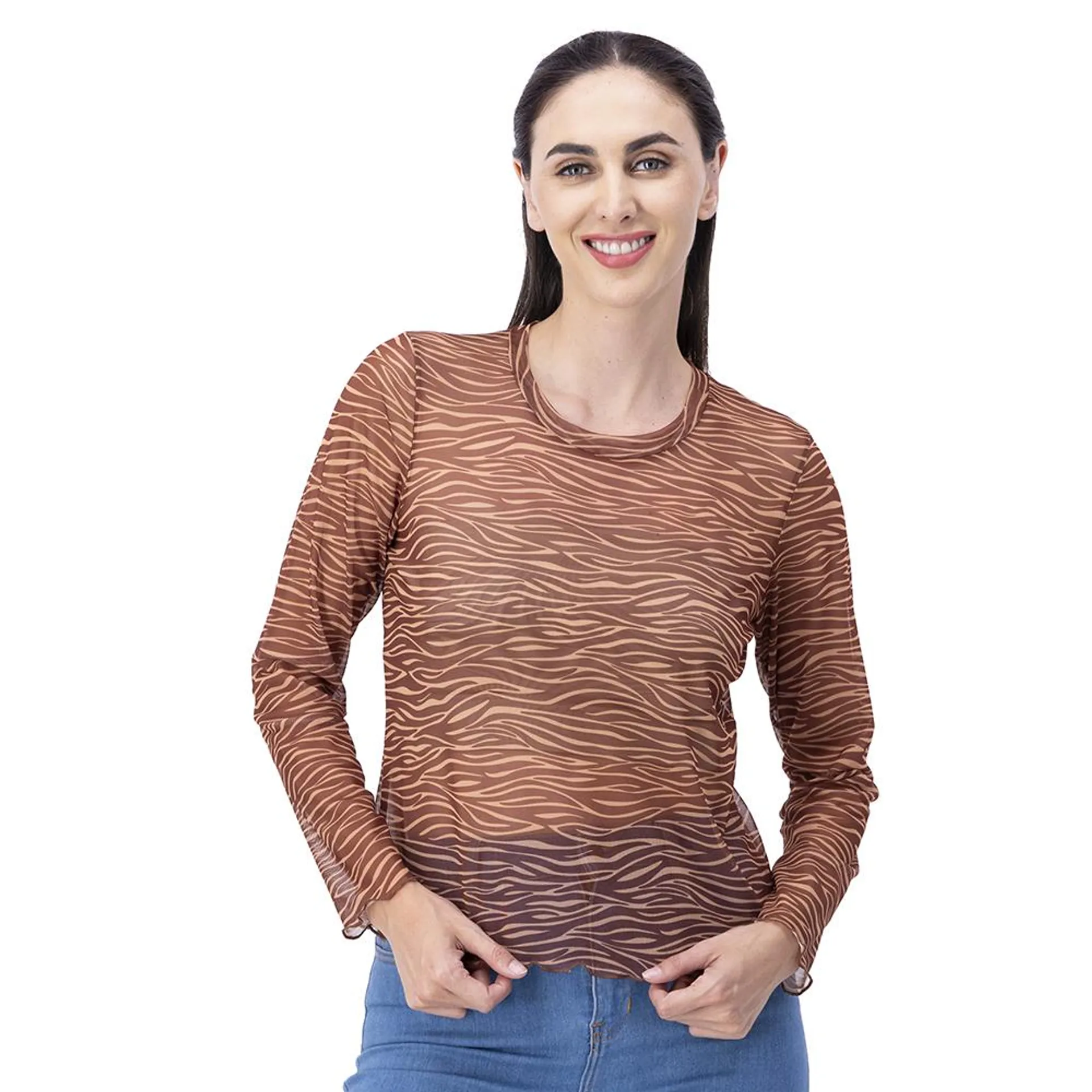 Blusa Mesh Red Sky Mujer Full Print