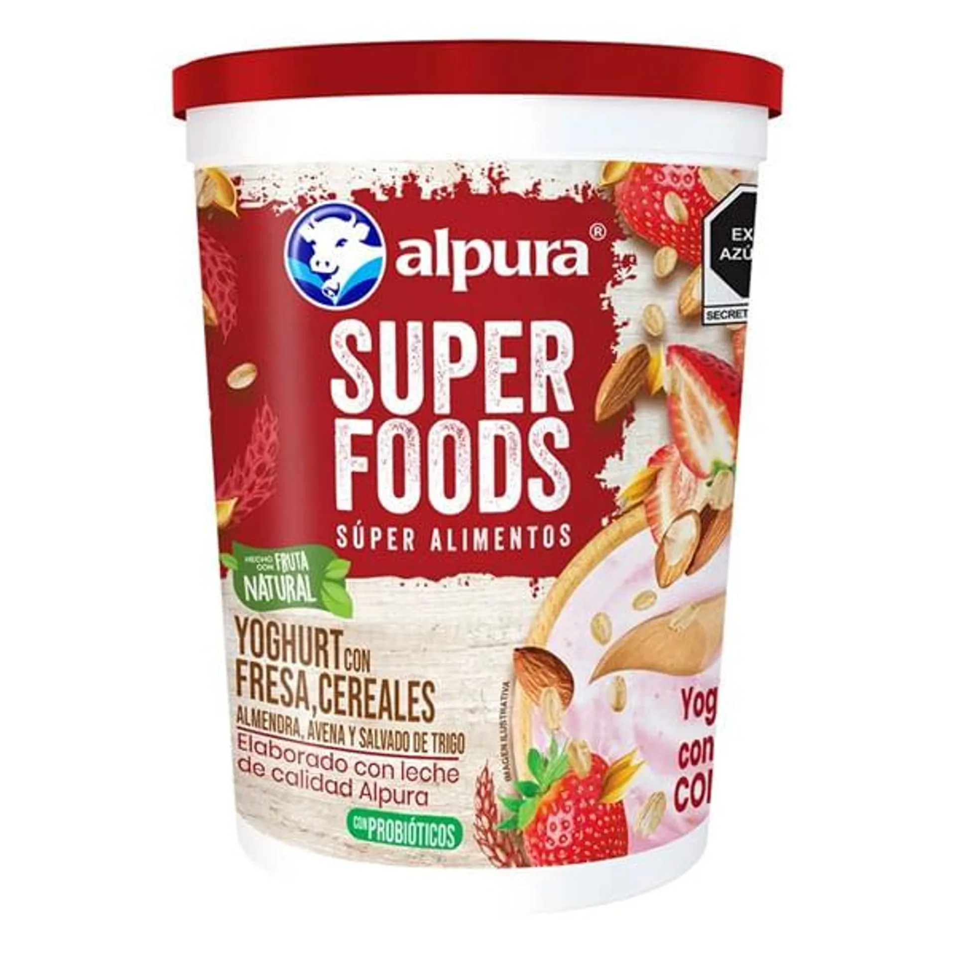 Yoghurt Alpura batido super food fresa cereales 900 g