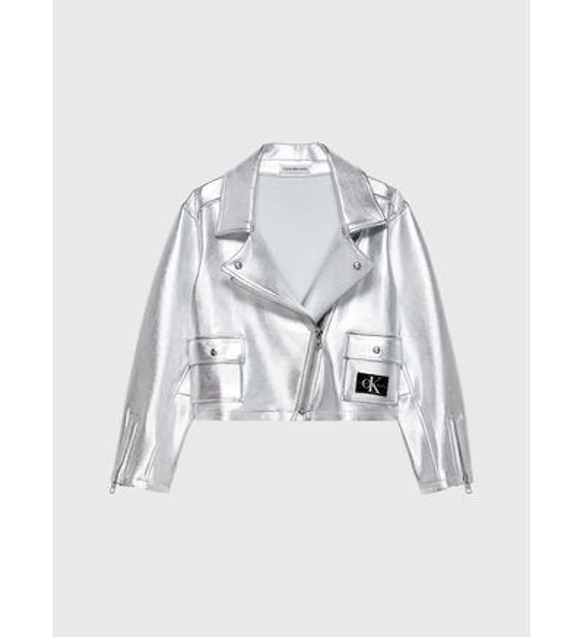 Chamarra Calvin Klein Biker Niña Plateado