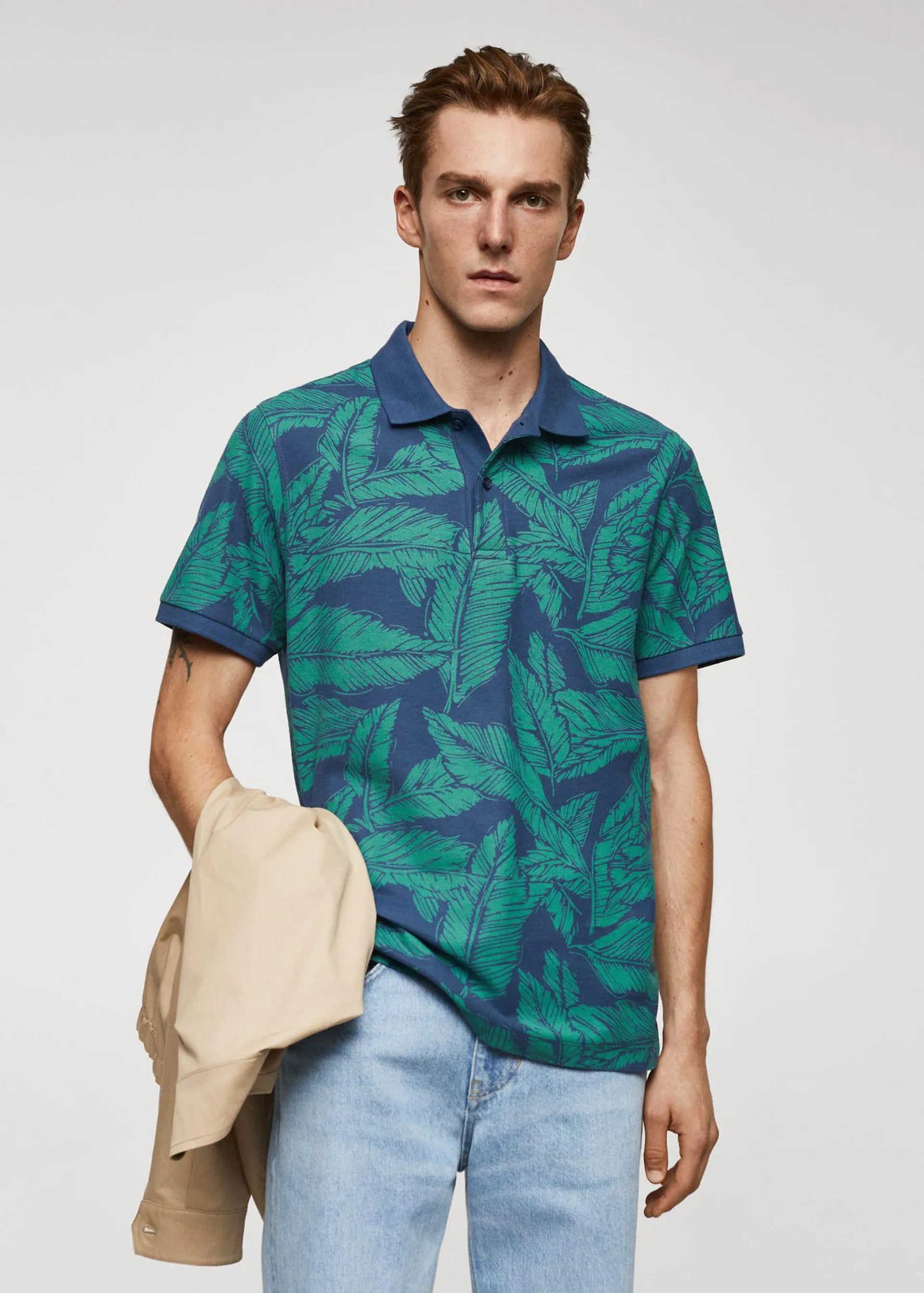 Polo algodón estampado tropical