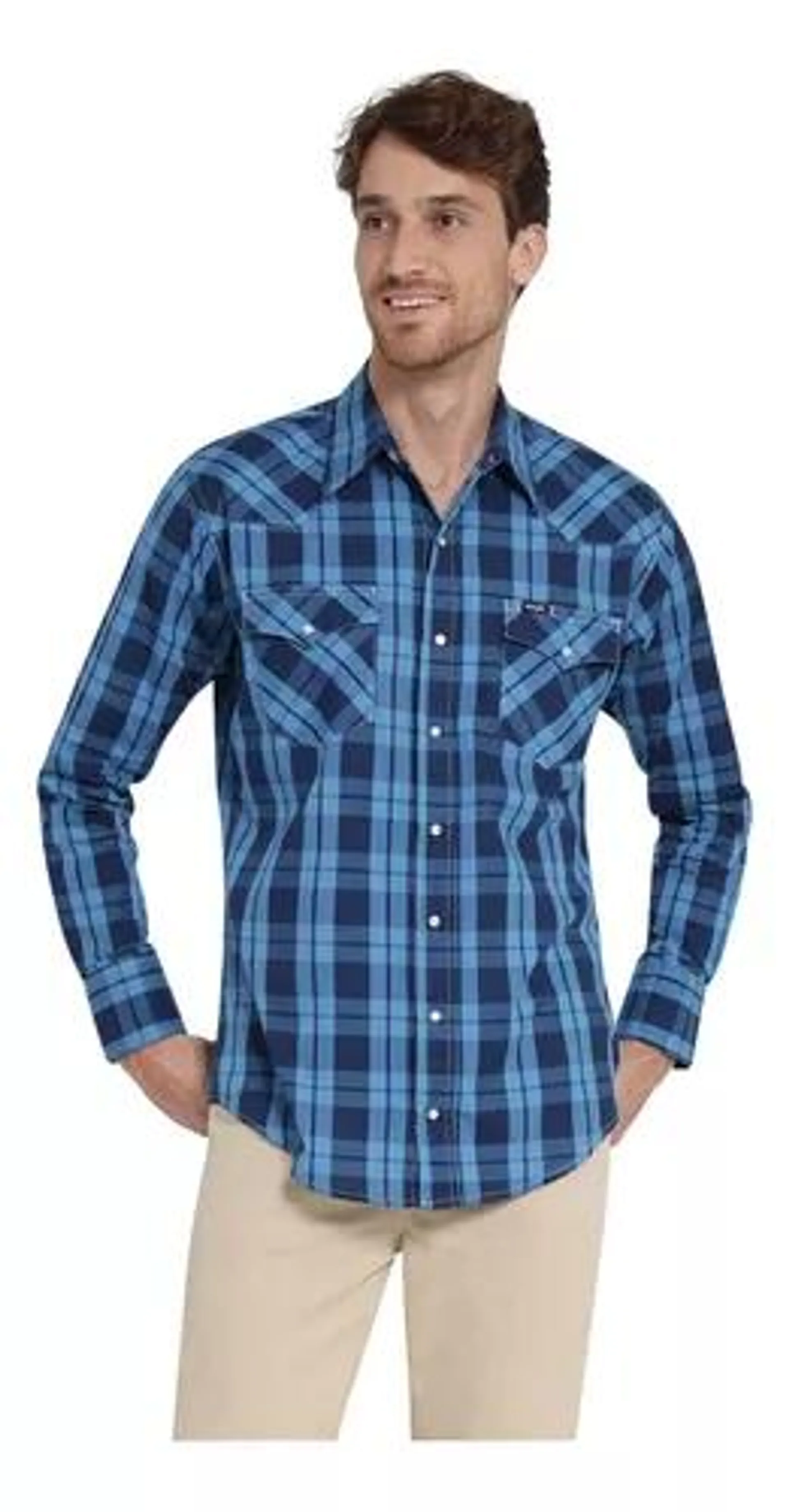 Camisa Vaquera Hombre Wrangler Regular Fit Manga Larga 401