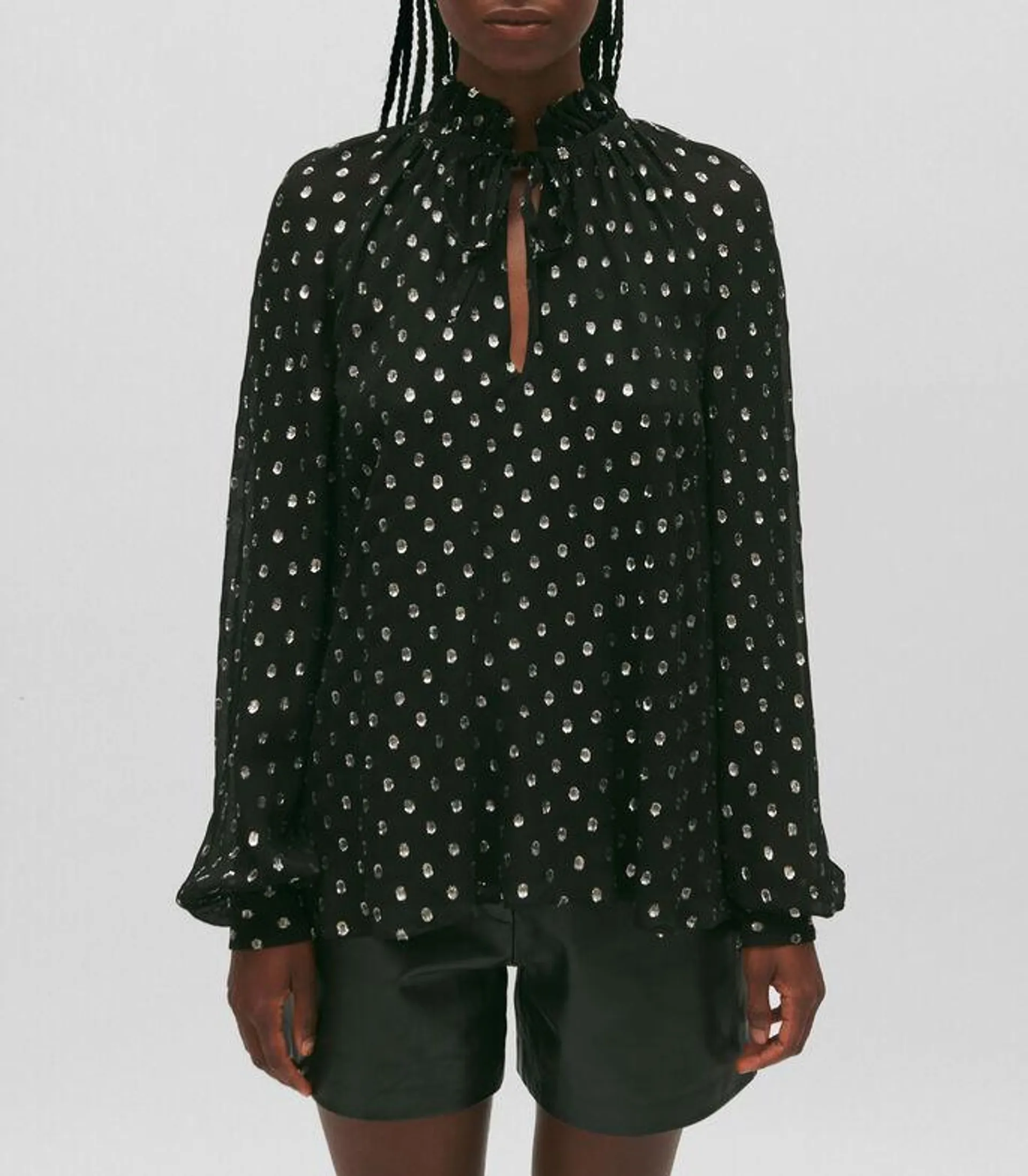 Camisa con strass decorativo manga larga Mujer