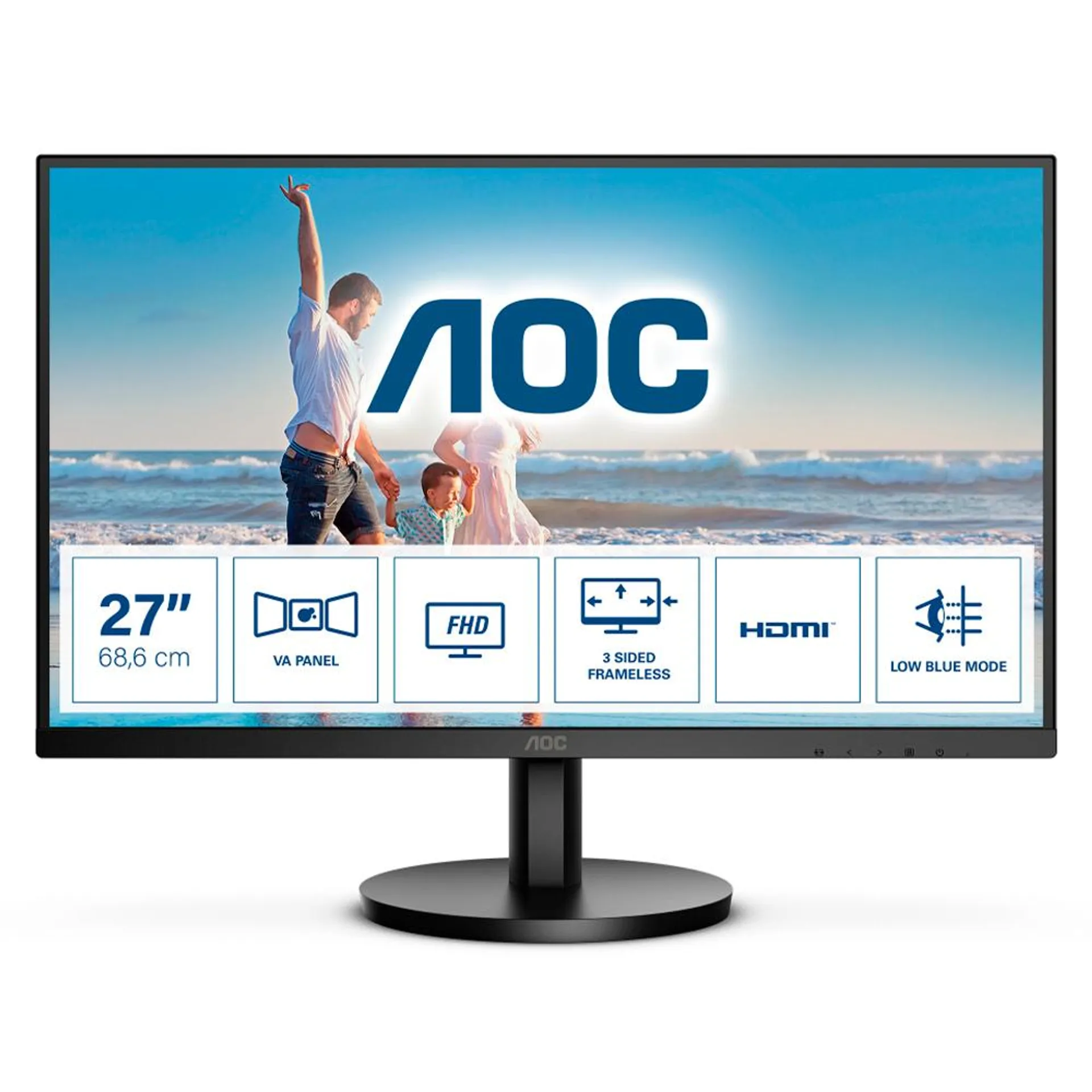 Monitor AOC 27B3HM LED 27" / Full HD / FreeSync / 75Hz / HDMI / Negro / 27B3HM