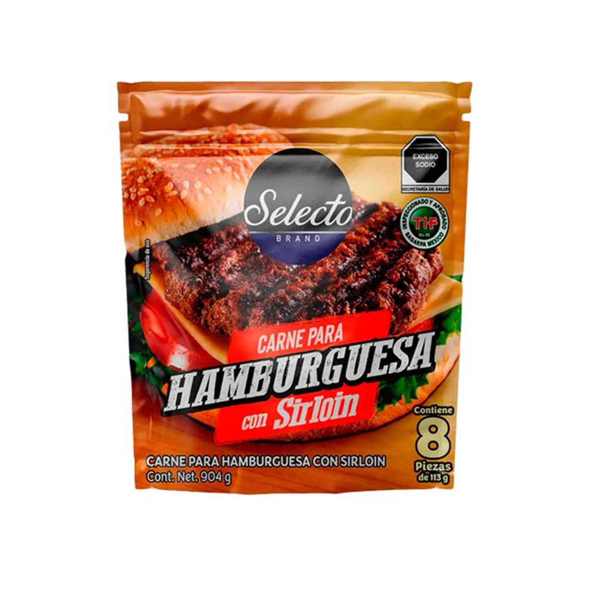 HAMBURGUESA SIRLOIN SELECTO BRAND PZ 904 g