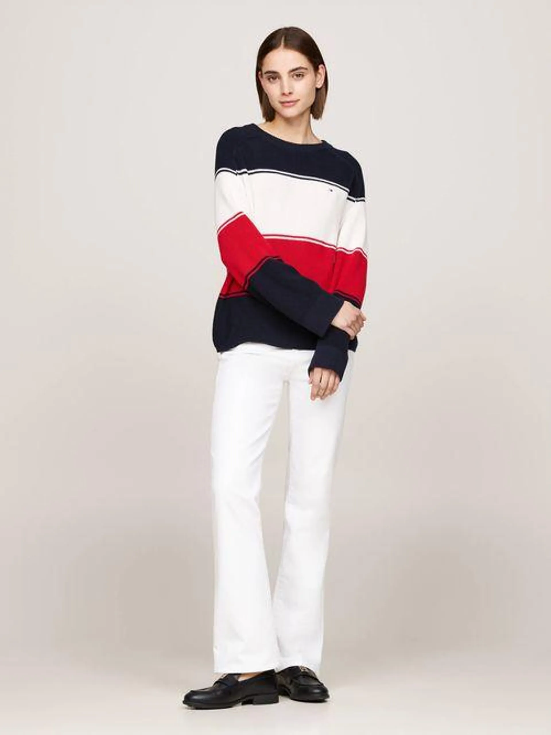 Suéter de punto con logo bordado de mujer Tommy Hilfiger