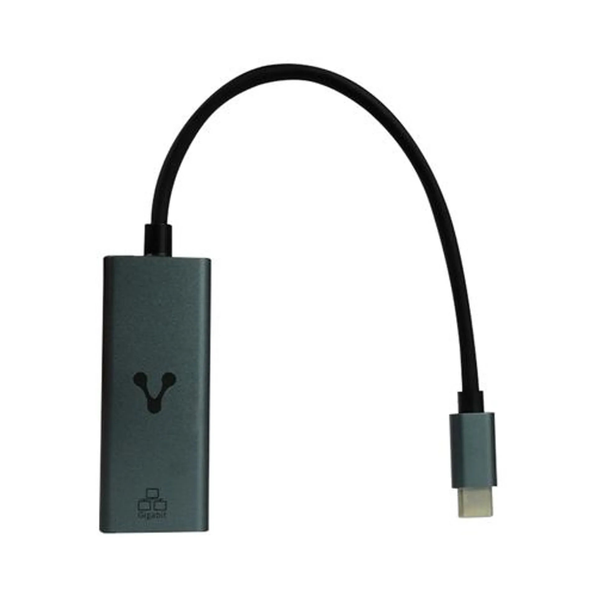 Adaptador De Red Usb Vorago Adp-210 Usb-C A Jack Rj-45 Flexible Ligero Hasta 1 Gbps Negro