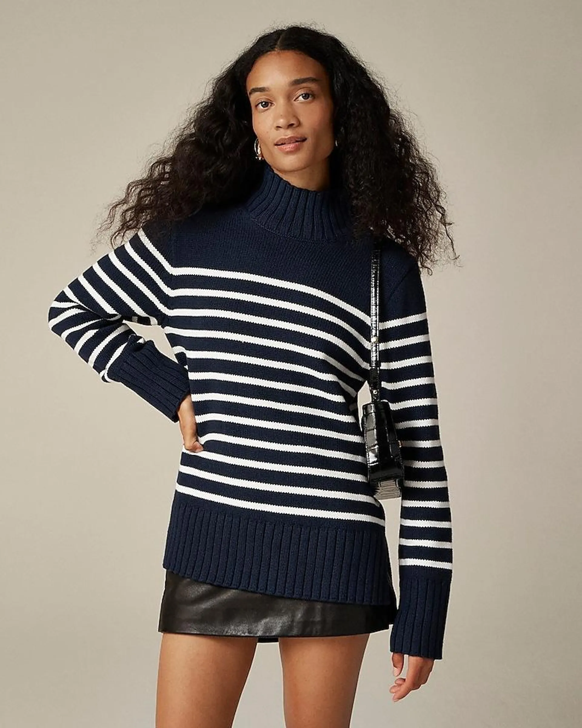 Cotton turtleneck sweater in stripe