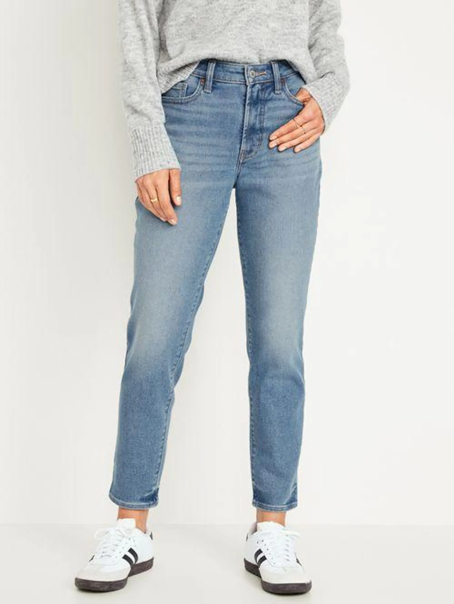 Jeans High-Waisted Built-In Warm OG Straight Ankle Old Navy para Mujer