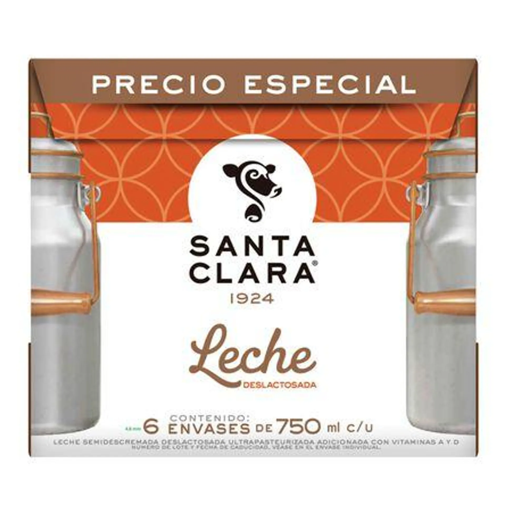 Leche Santa Clara Deslactosada 6 Piezas de 750 ml c/u