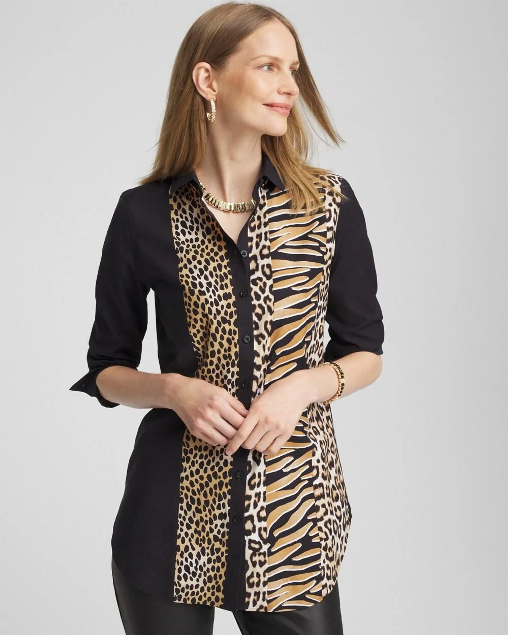 No Iron\u2122 Mixed Animal Print Tunic