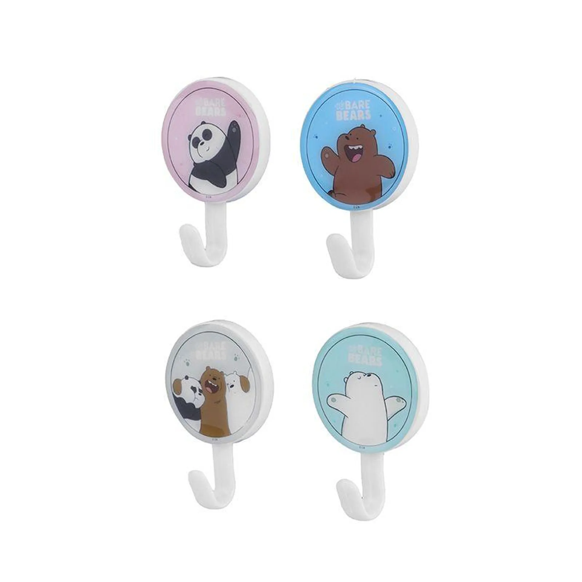 Set De Ganchos Adhesivos We Bare Bears Sintéticos 4 Piezas