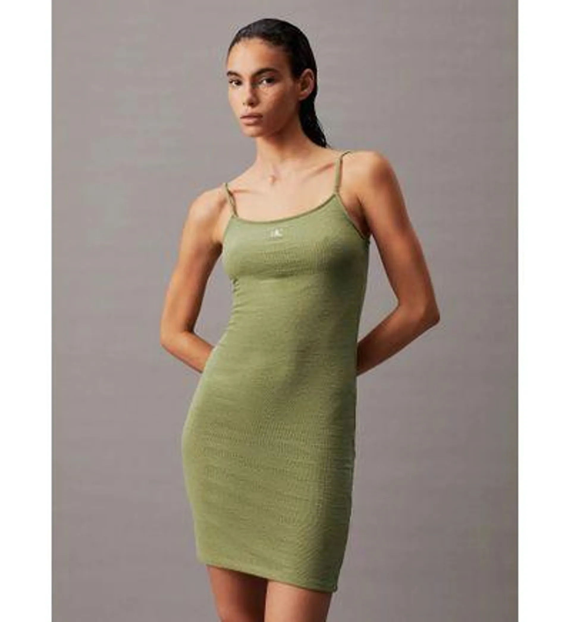 Vestido Calvin Klein Corto Tirantes Mujer Verde