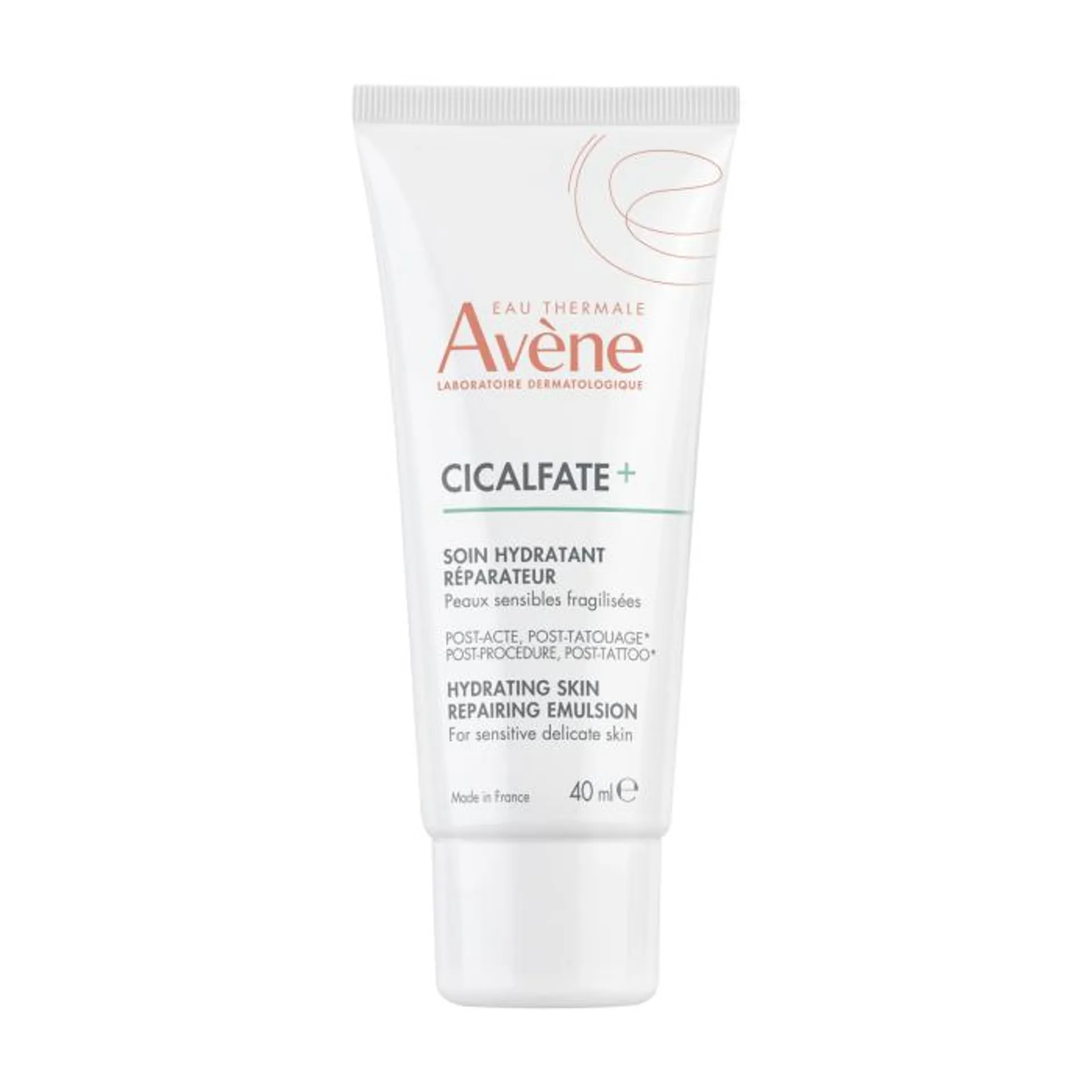 Avene Cicalfate+ emulsión reparadora, calma, hidrata y repara la piel debilitada tras procedimiento dermatológicos superficiales o tatuajes 40ml.