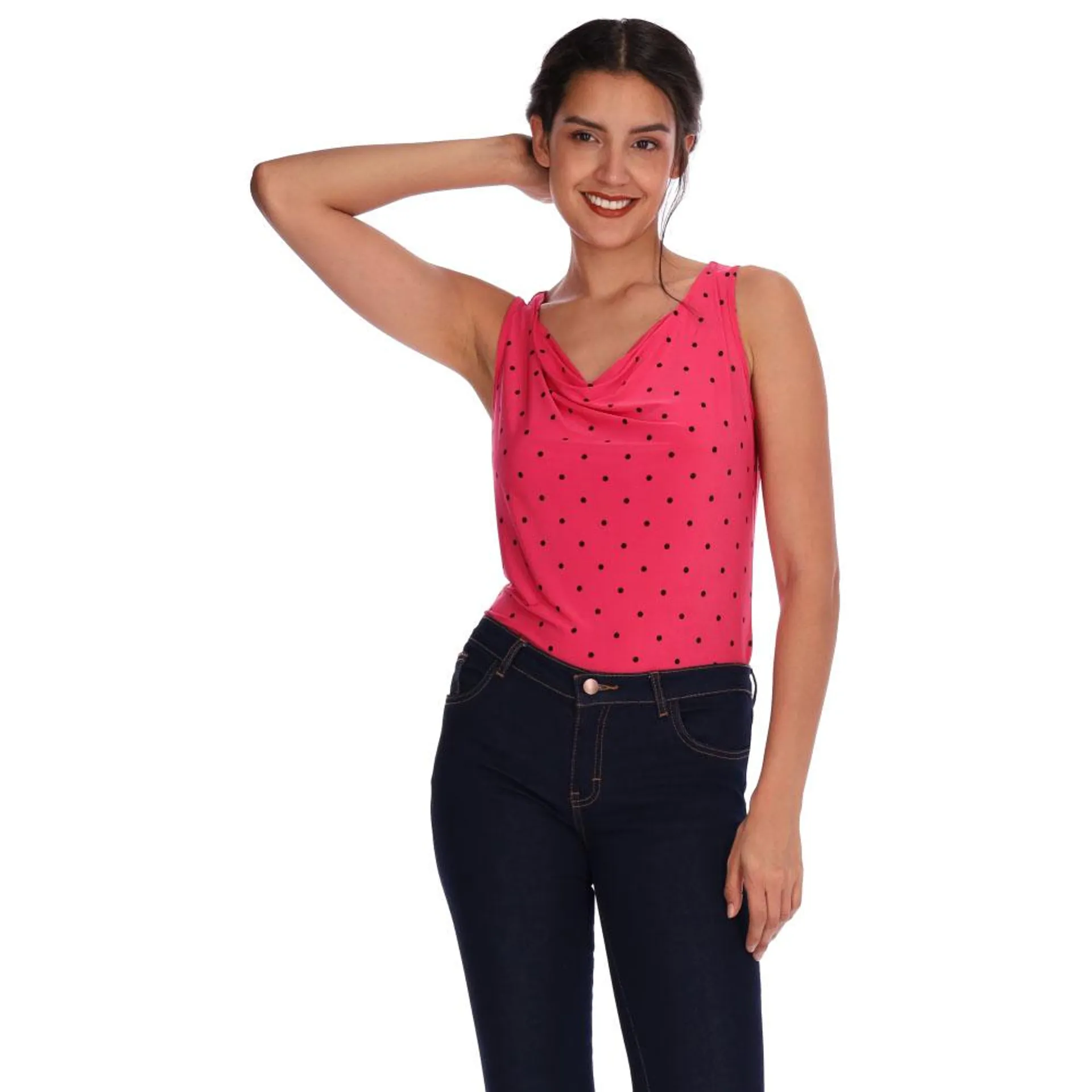 Blusa Mujer Diseño Polka Dot Sin Mangas