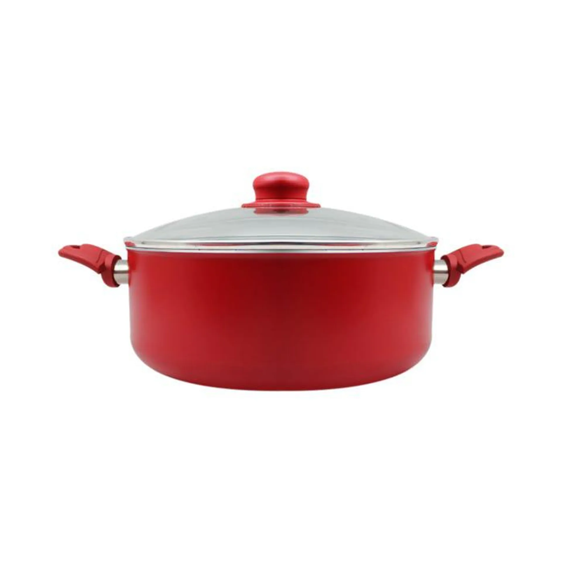 Cacerola 24 cm con tapa aluminio prensado con antiadherente rojo Termoli