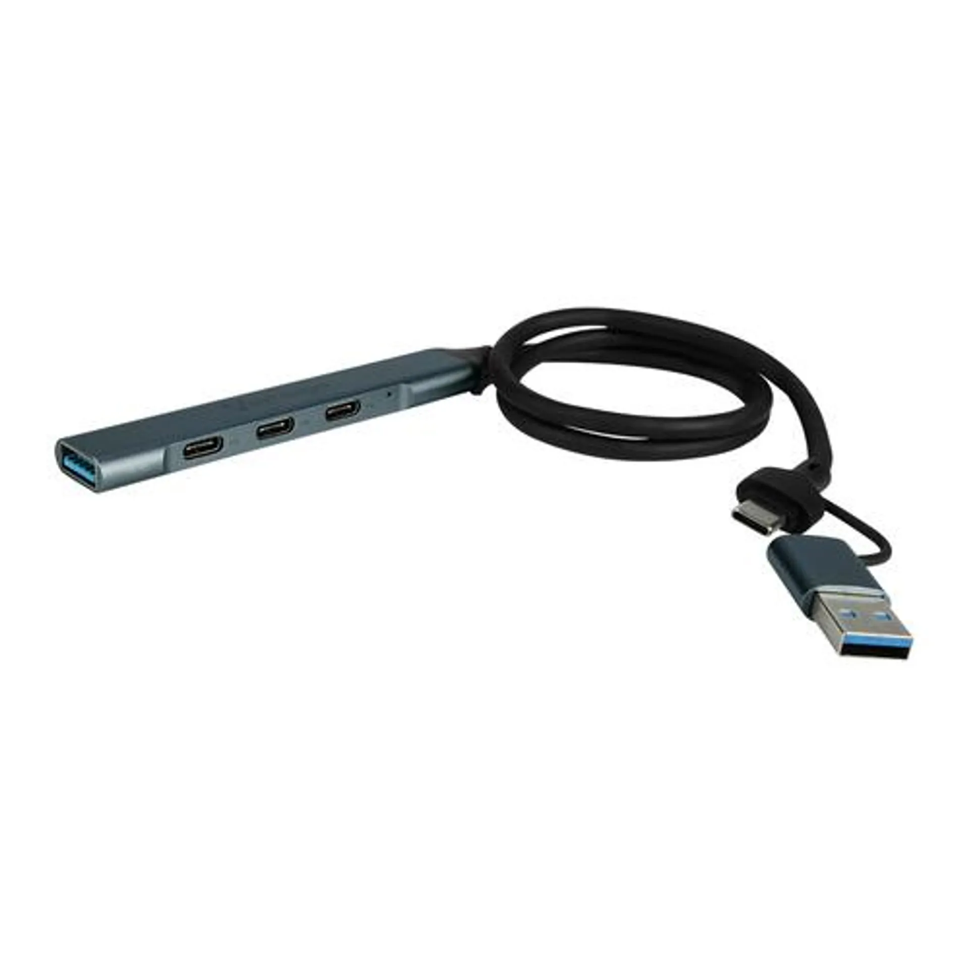 Hub Concentrador De Puertos Usb Vorago Hu-205 Usb-A Y Usb-C A 3X Usb-A 1X Usb-C Windows Ios Android