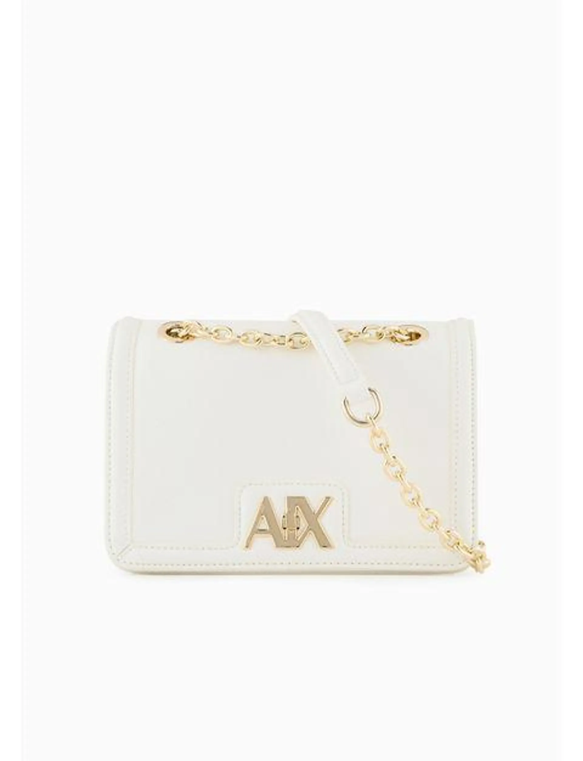 Bolso bandolera de metal con logo